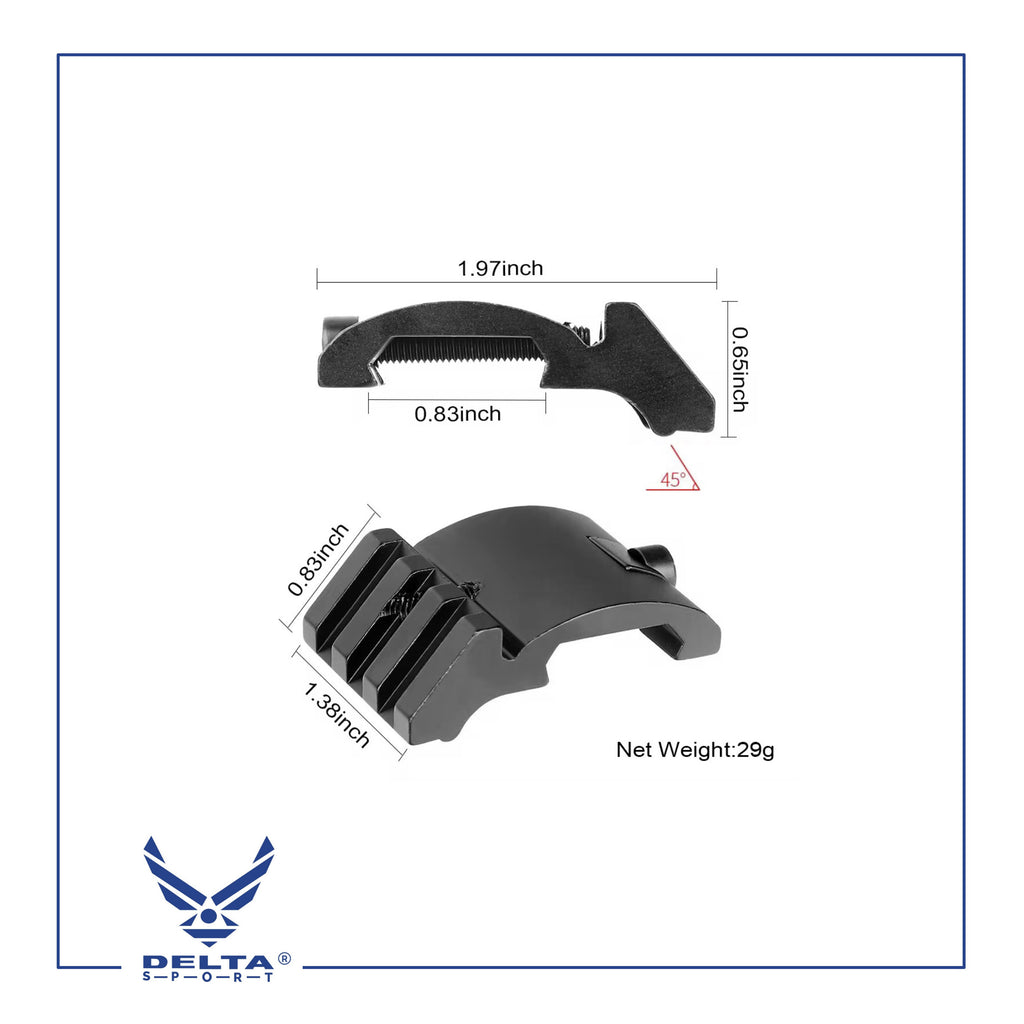 🔹Low Profile Offset Picatinny Rail Mount
For Red Dot Sights, Magnifiers & Flashlights.