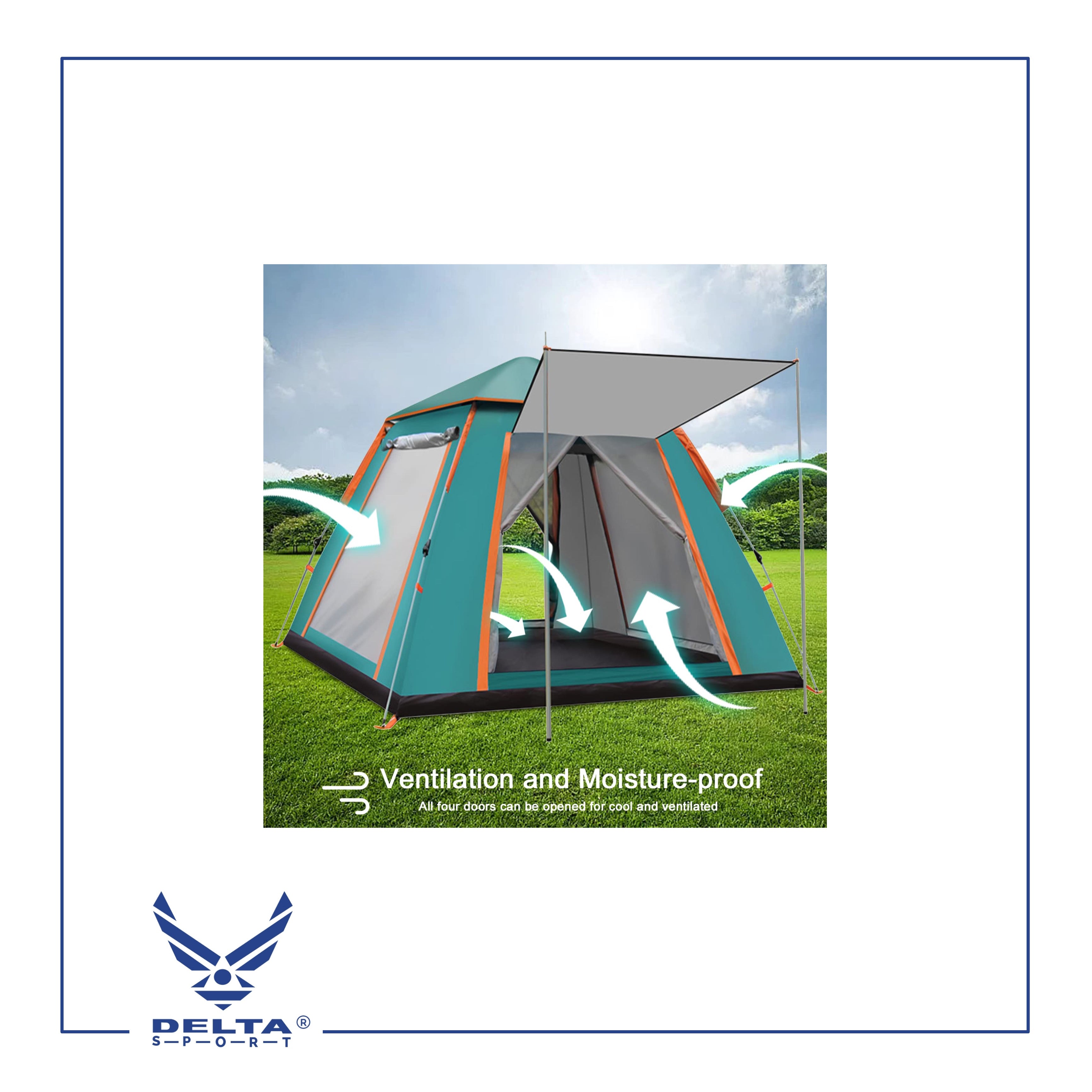 🔹Four-Sided Tent 3-4 person High Quality Fully Automatic Double Layer Thick Rainproof Camping.