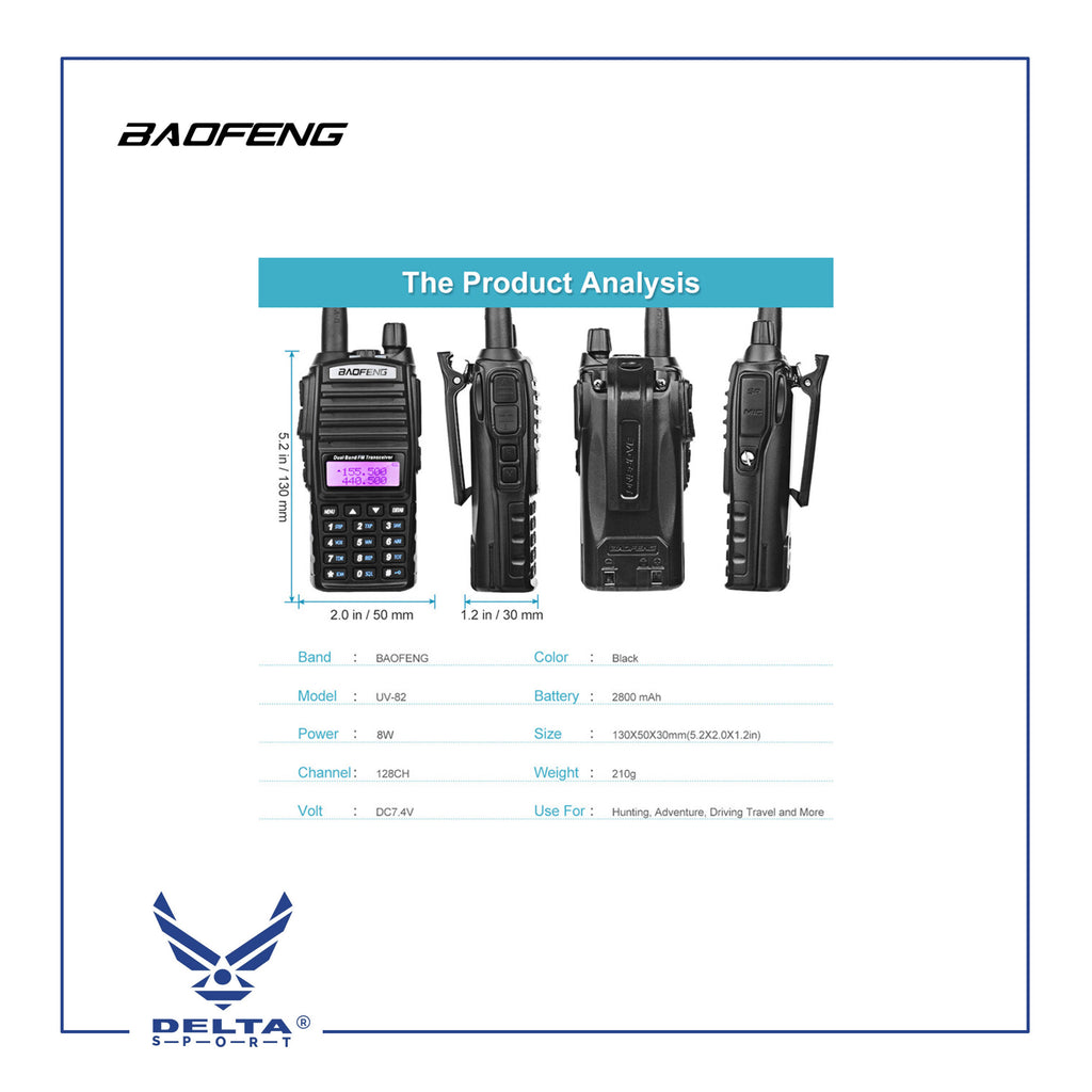 🔹BAOFENG UV-82 (BF112) 8W Two Way Radio UHF VHF Dual-Band Walkie Talkie.