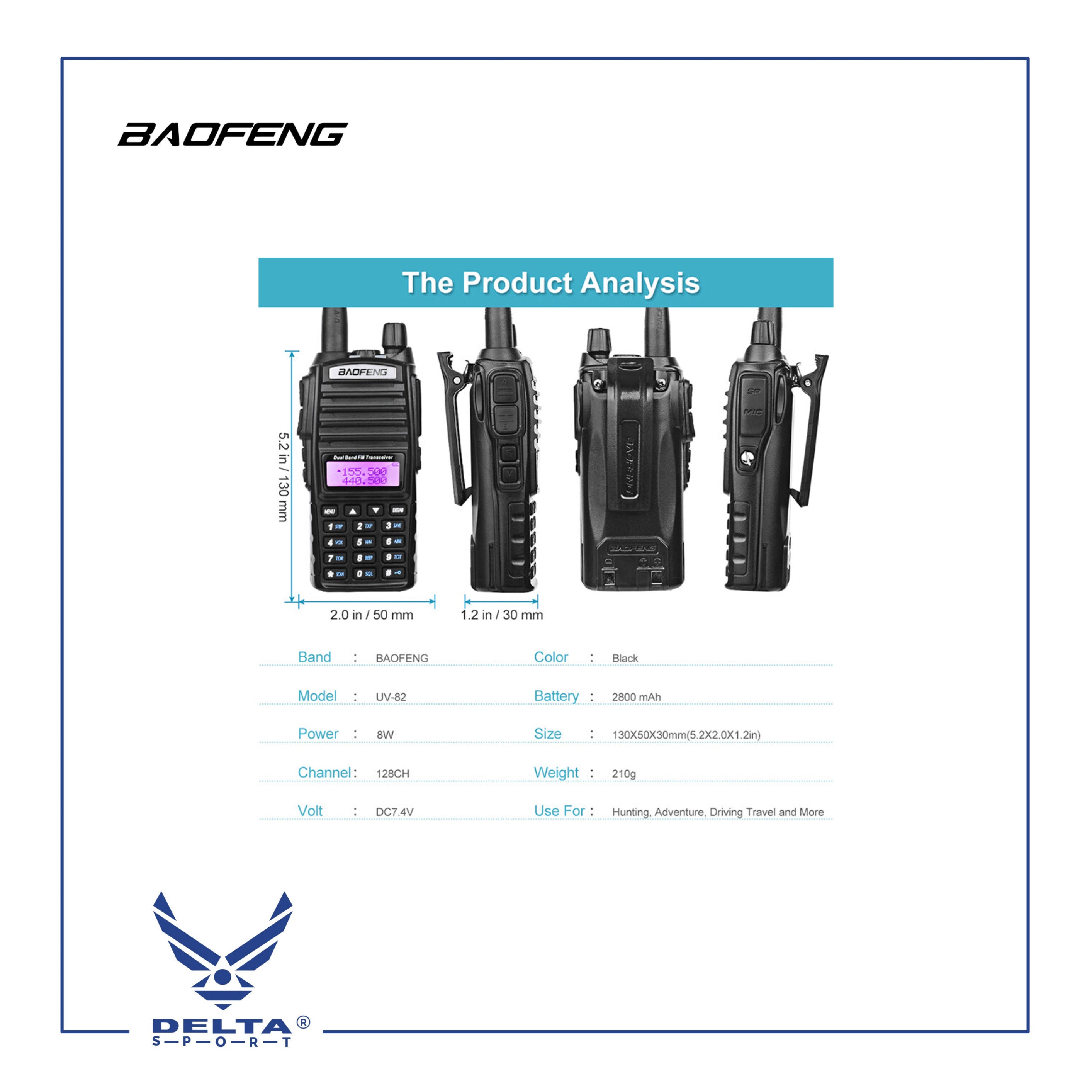 🔹BAOFENG UV-82 (BF112) 8W Two Way Radio UHF VHF Dual-Band Walkie Talkie.