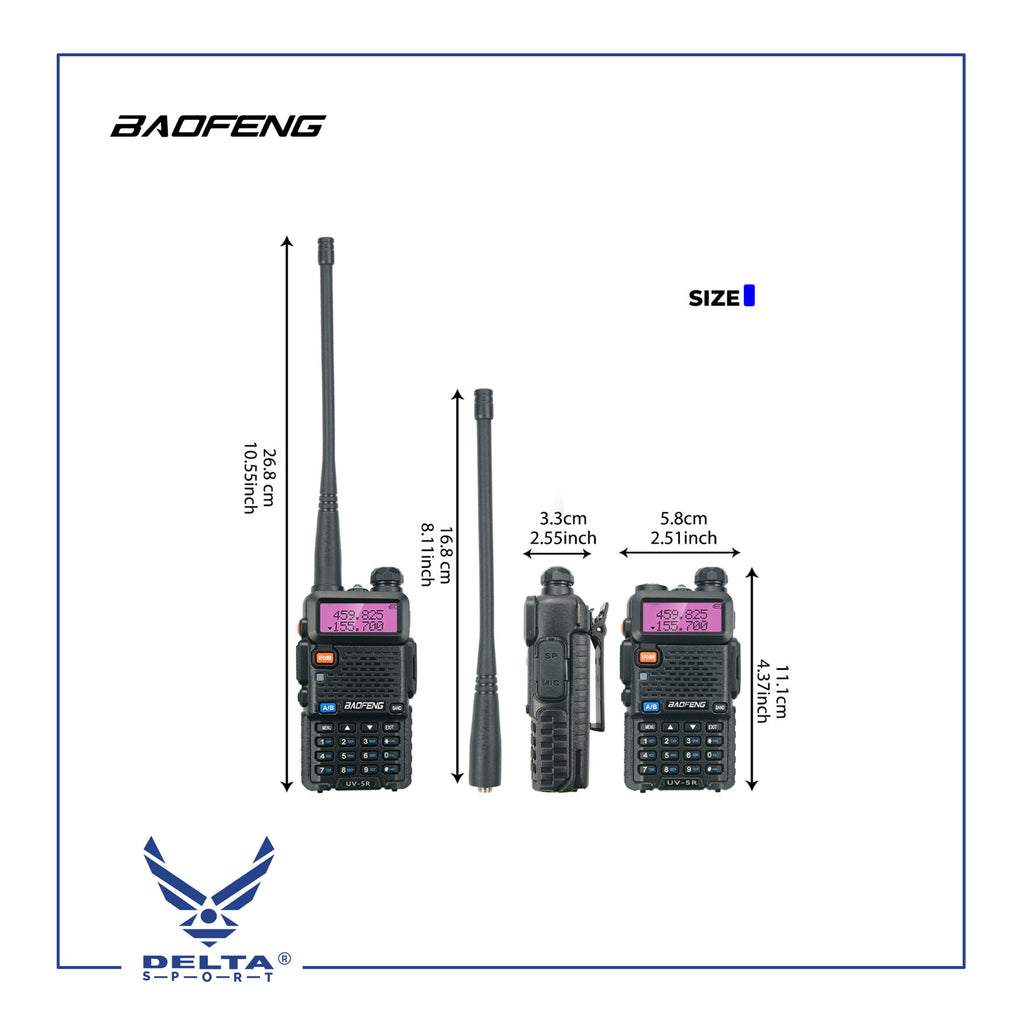 🔹BAOFENG UV-5R (BF113) 8W VHF UHF Dual-Band Walkie Talkies.