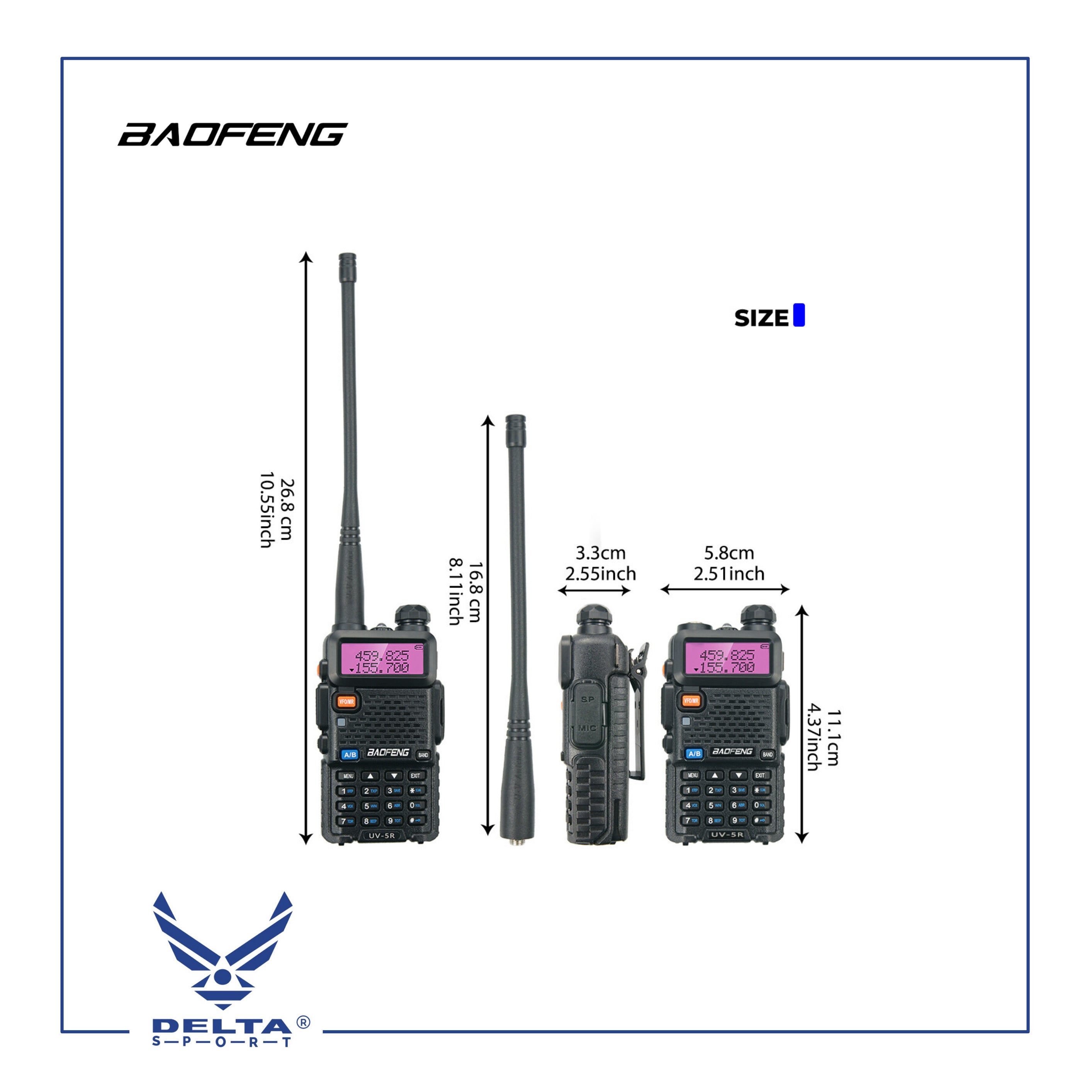 🔹BAOFENG UV-5R (BF113) 8W VHF UHF Dual-Band Walkie Talkies.
