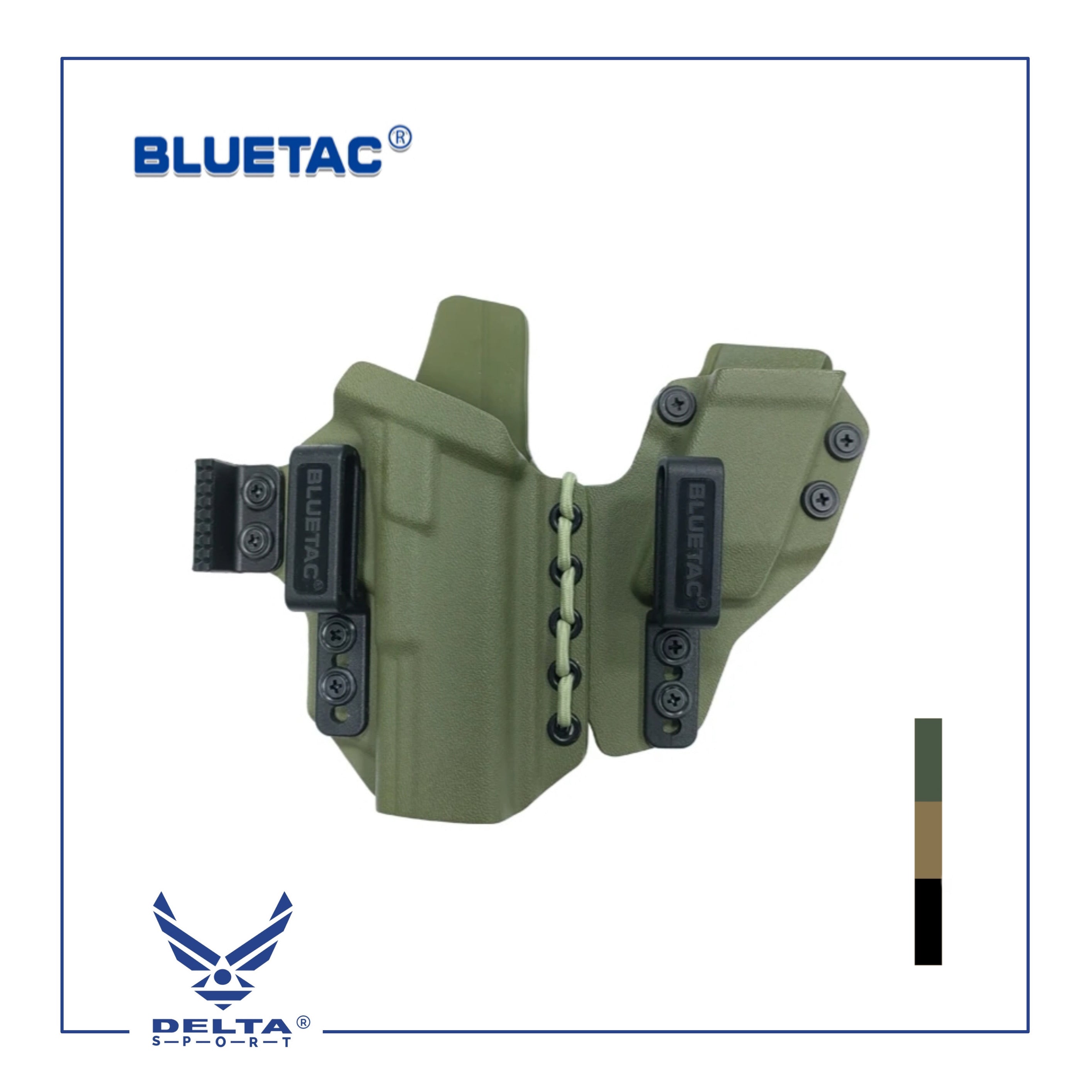 🔹BLUETAC® Concealed Kydex IWB Holster with Magazine Pouch – Glock 17/19.