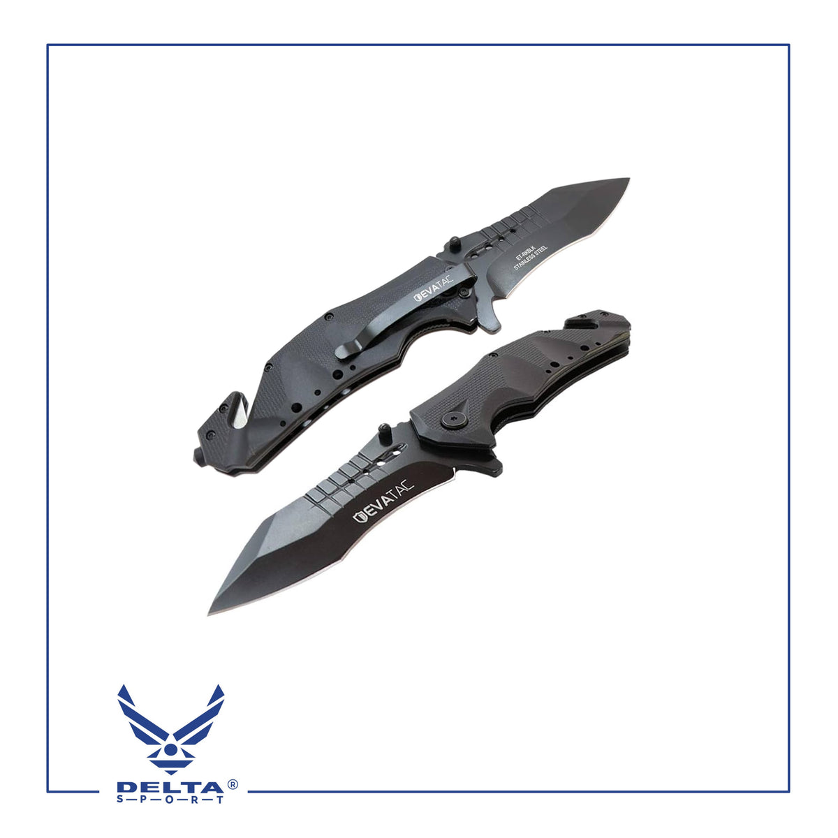 🔹EVATAC® ET-RKBLK Tactical Rescue Folding Knife – Black.