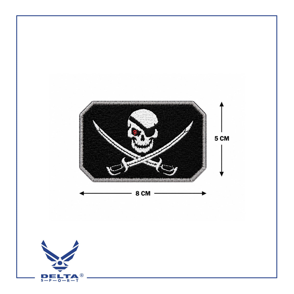 🔹Pirate Skull Velcro Patch – 8 × 5 CM.