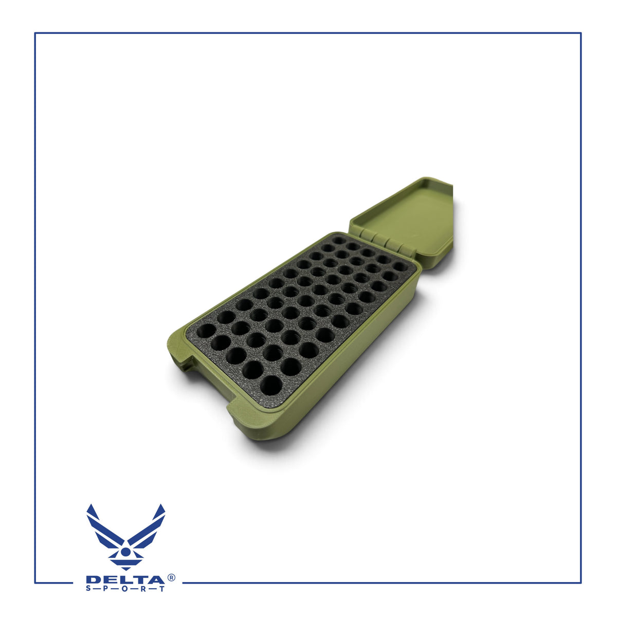 🔹DELTASPORT® 9MM Ammo Storage Case – 50 Rounds.