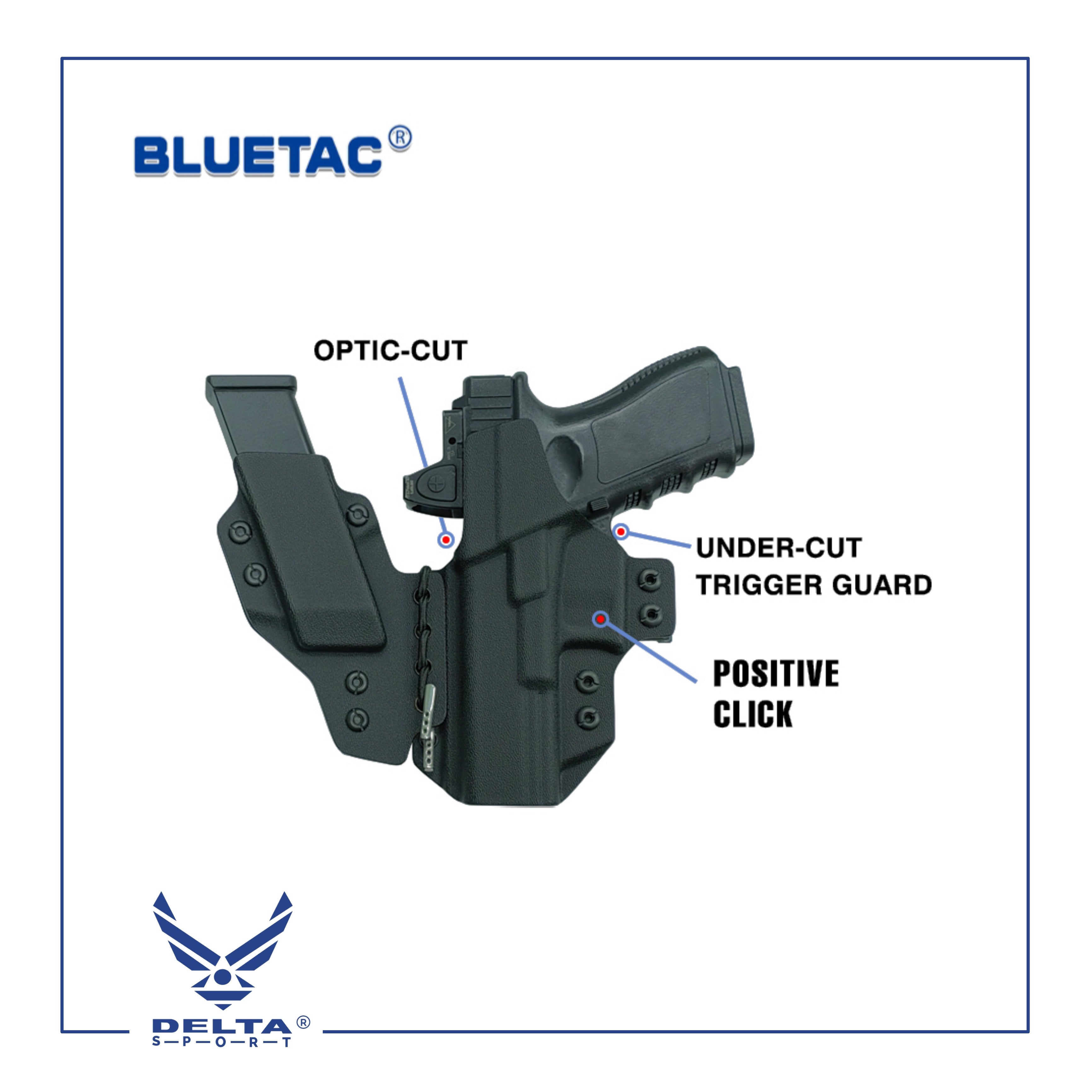 🔹Bluetac ® Concealed Kydex IWB Gun Holster With Magazine Pouch.