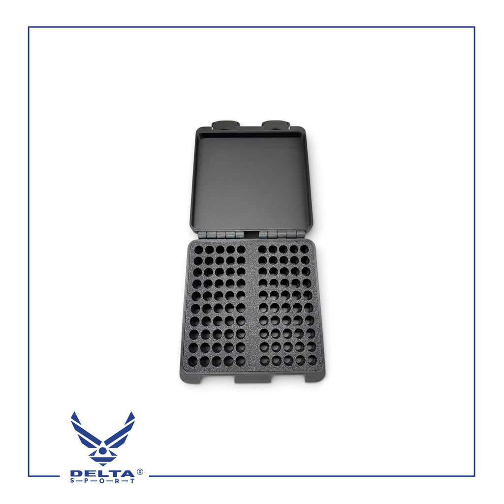 🔹DELTASPORT® 9MM Ammo Storage Case – 100 Rounds.