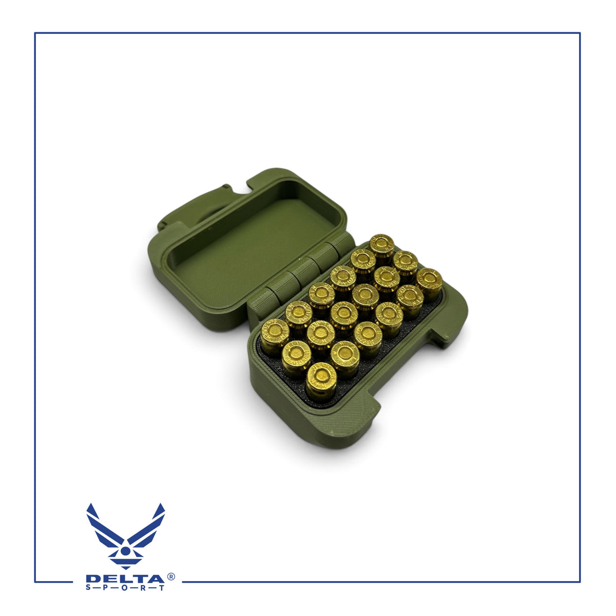 🔹DELTASPORT® 9MM Ammo Storage Case – 18 Rounds.