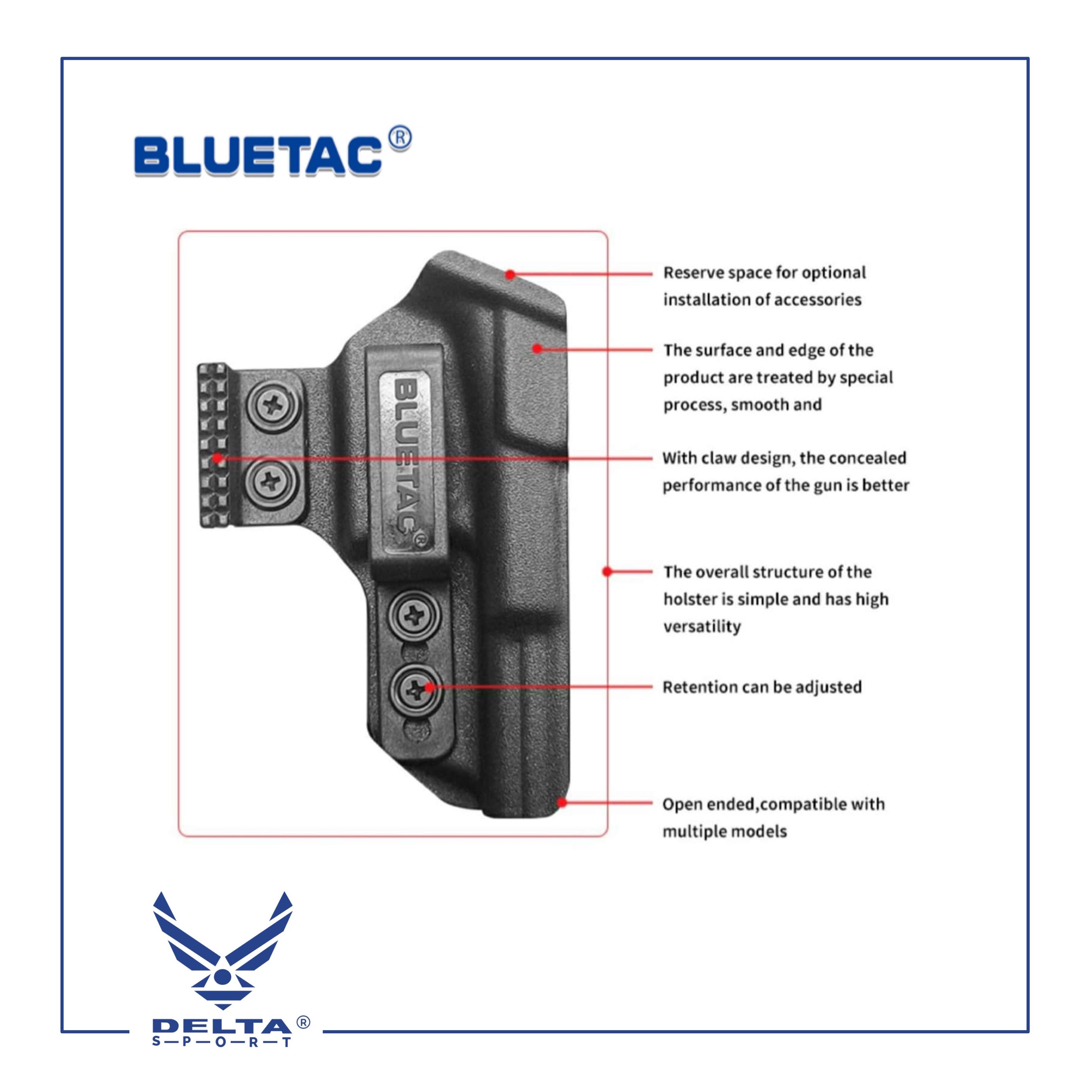 🔹Bluetac ® KYDEX IWB Gun HOLSTER HALF.