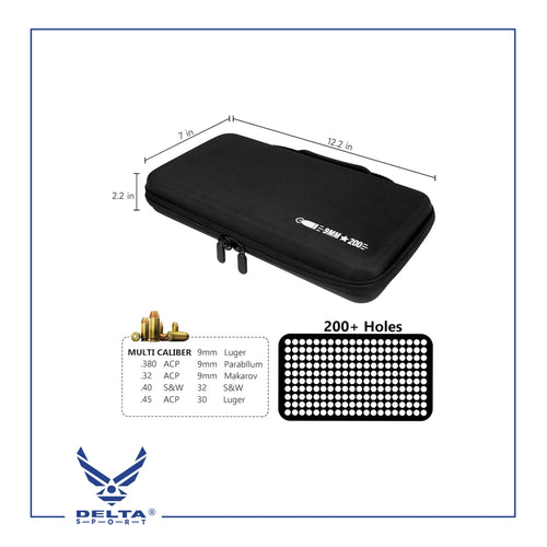 🔹9mm Storage Holder Case – 200 Round Capacity.