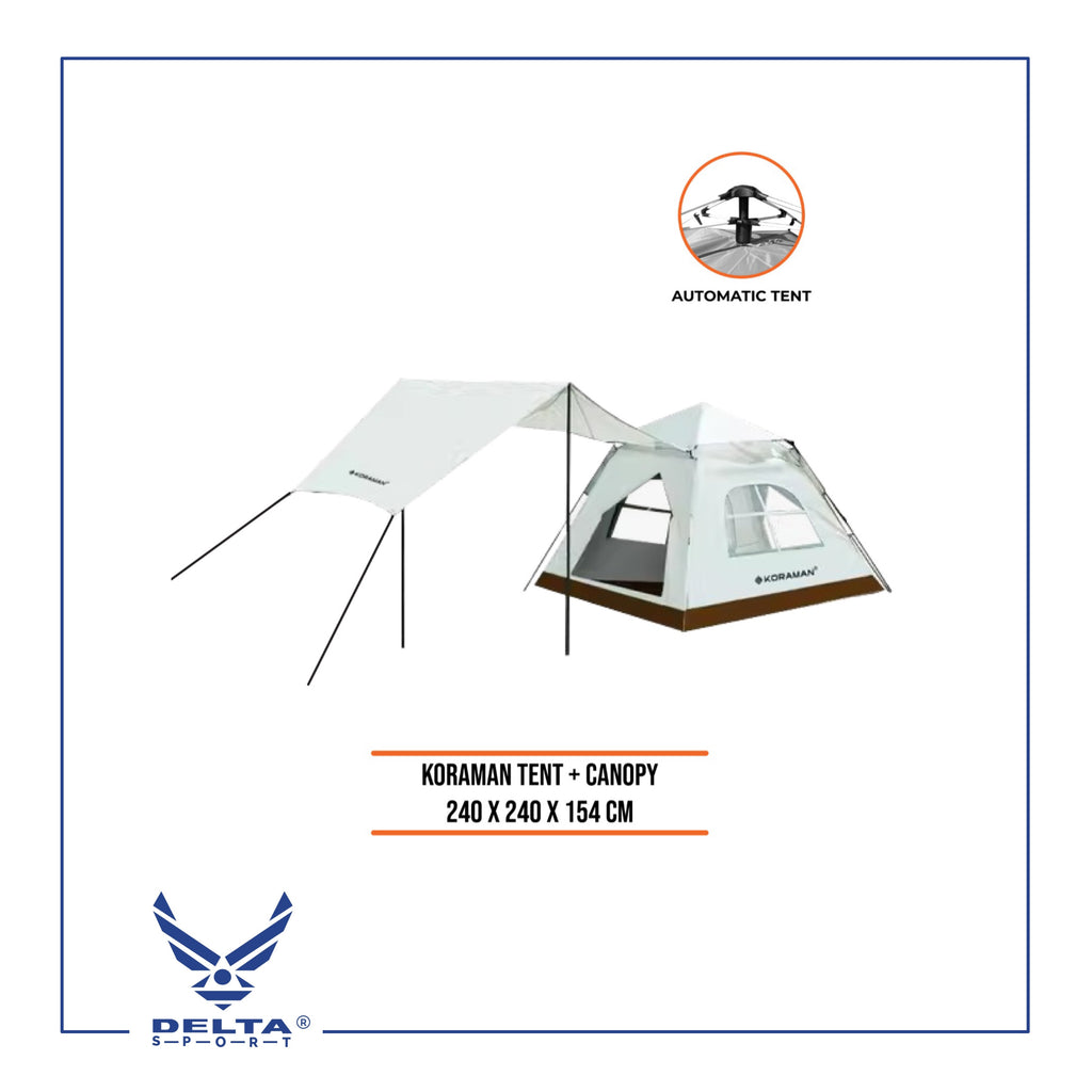 🔹Koraman Automatic Tent + Canopy (4 Persons).