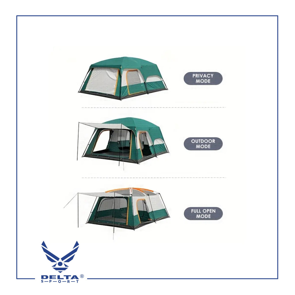 🔹Outdoor Waterproof Double-Layer Family Camping Tent – 2 Rooms (4–6 Persons) | Model A-0039