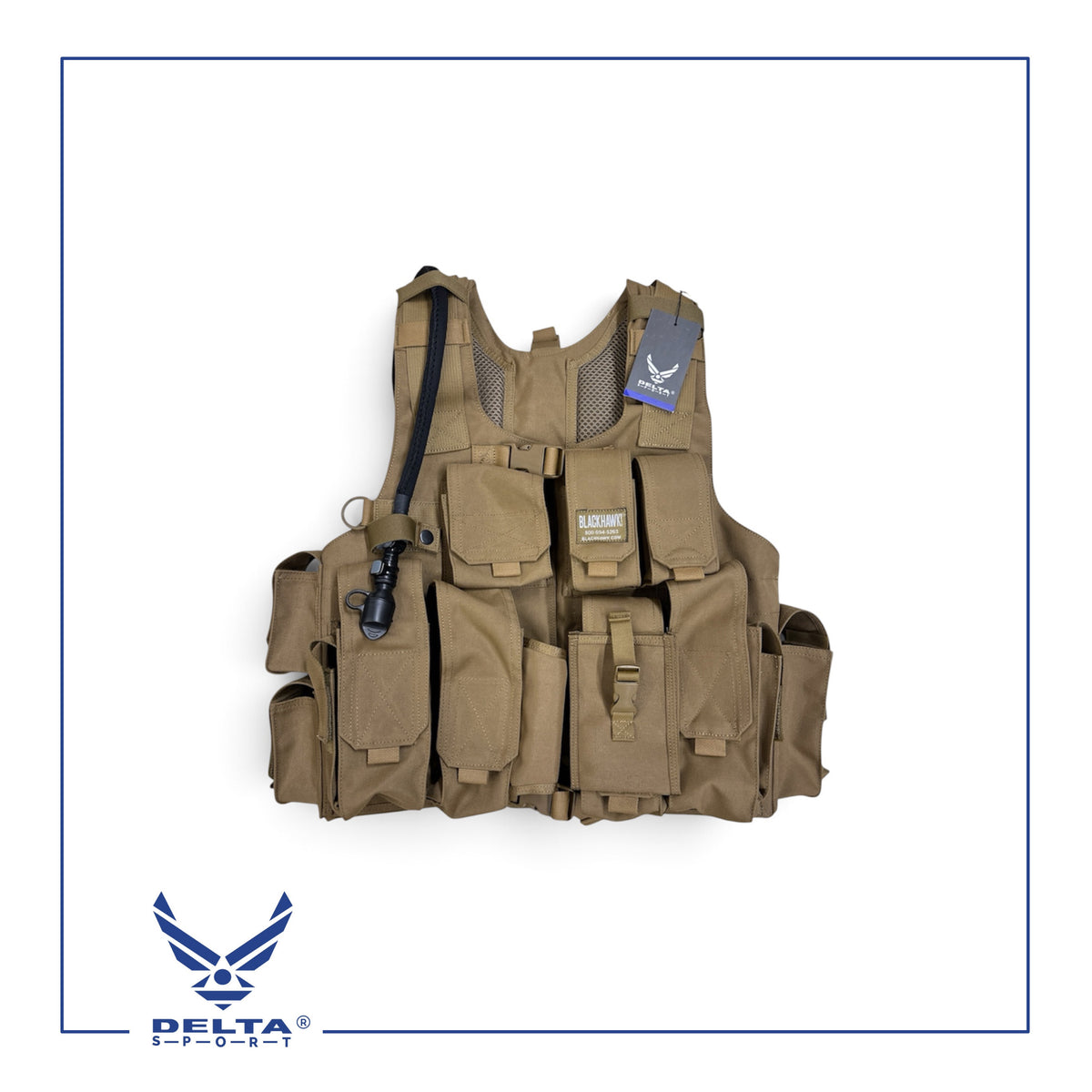 🔹BLACKHAWK!® Tactical Load-Bearing Vest with 3L Hydration System.
