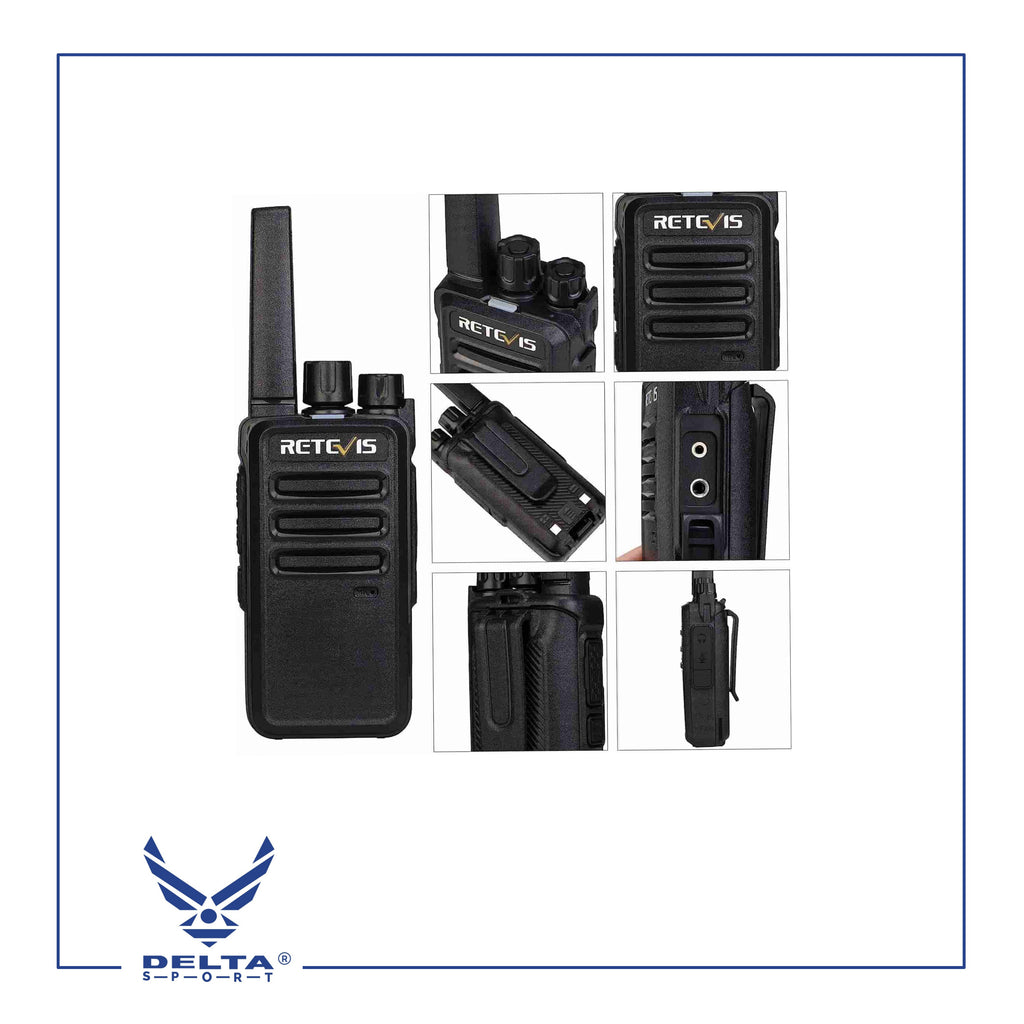 🔹Retevis RT68 / 5W Rechargeable Portable 2-Way walkie-talkies with Earpiece Kit.