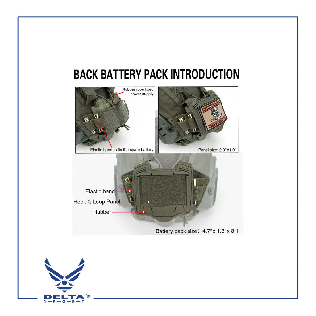 🔹Tactical Helmet Cover with Rear Battery Pocket.