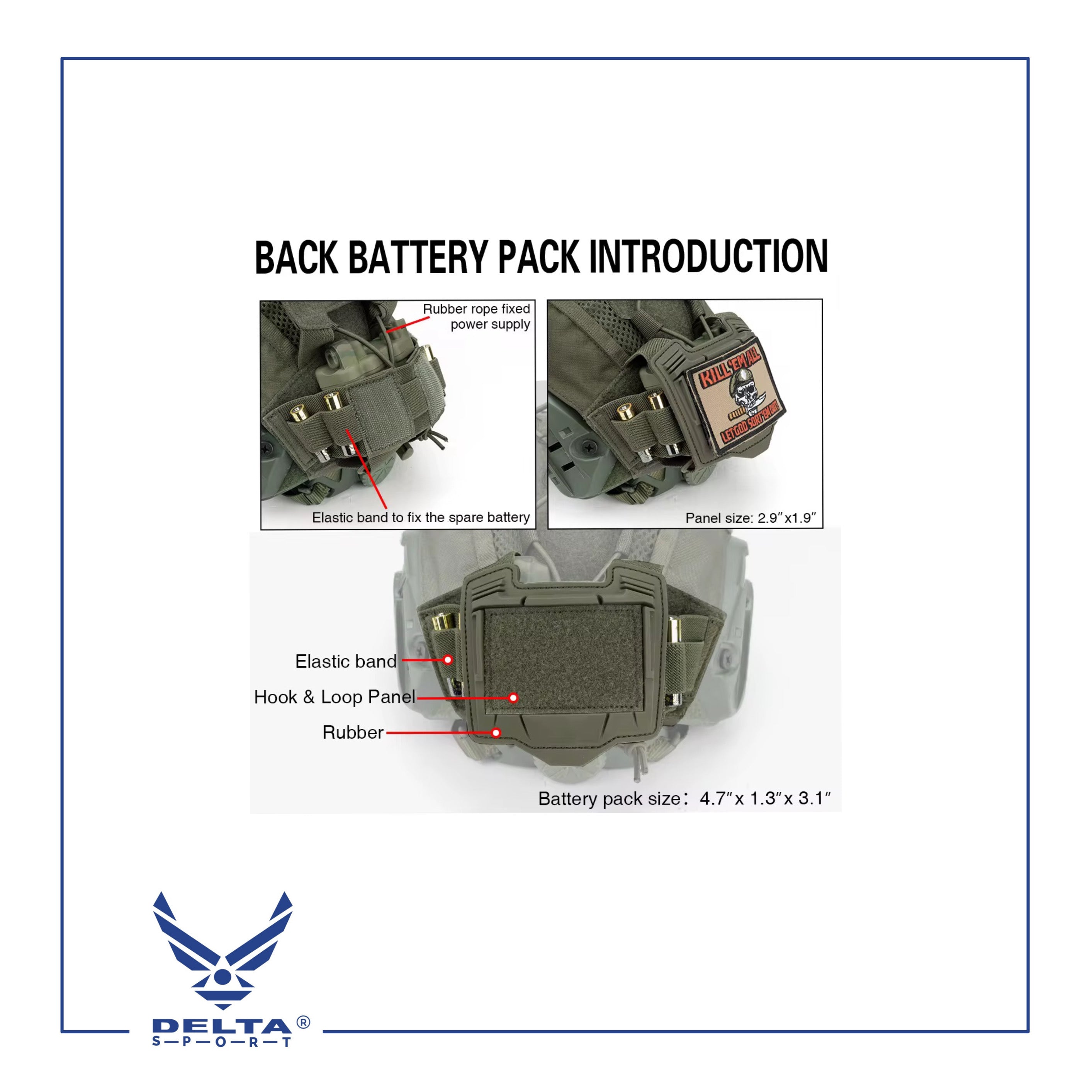 🔹Tactical Helmet Cover with Rear Battery Pocket.