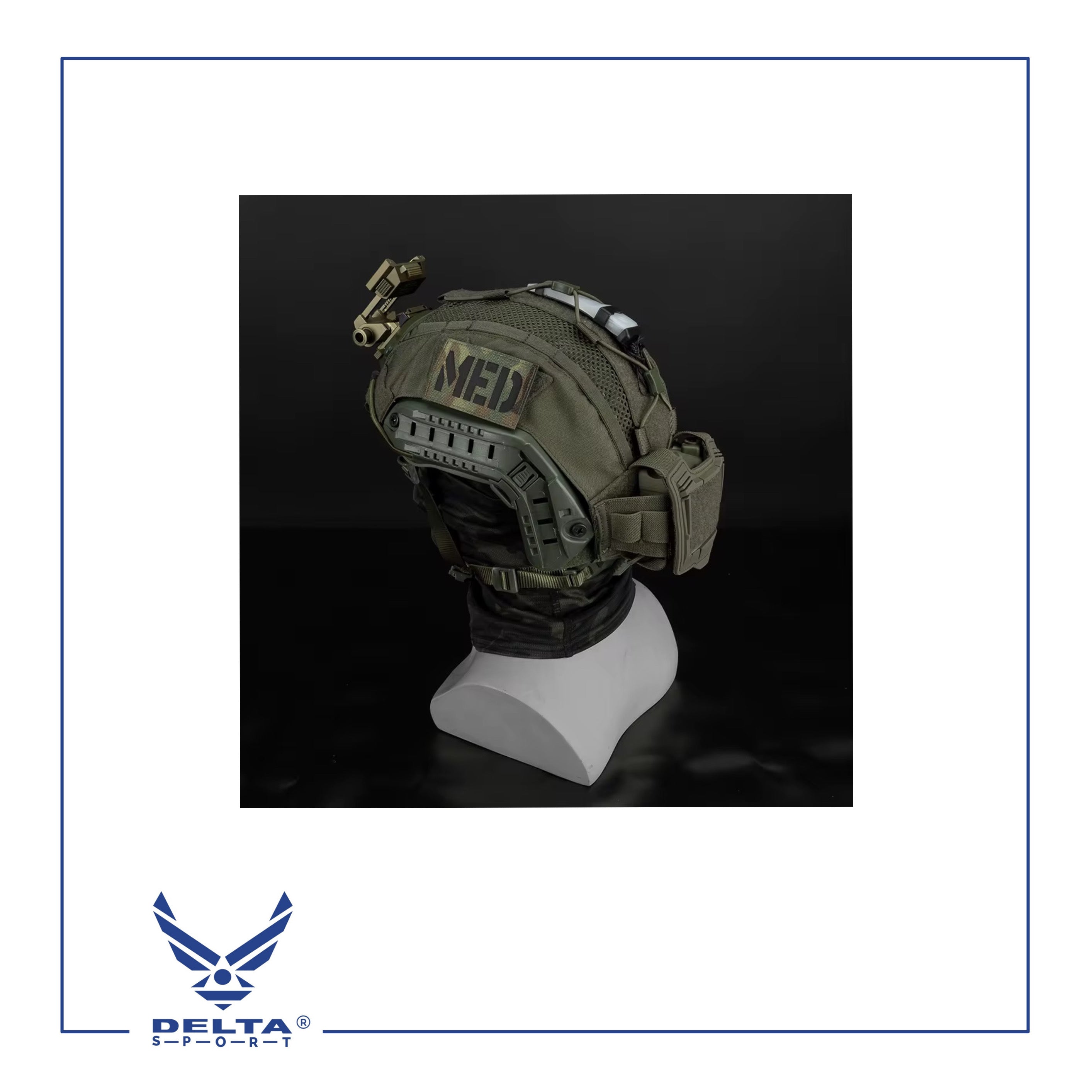 🔹Tactical Helmet Cover with Rear Battery Pocket.