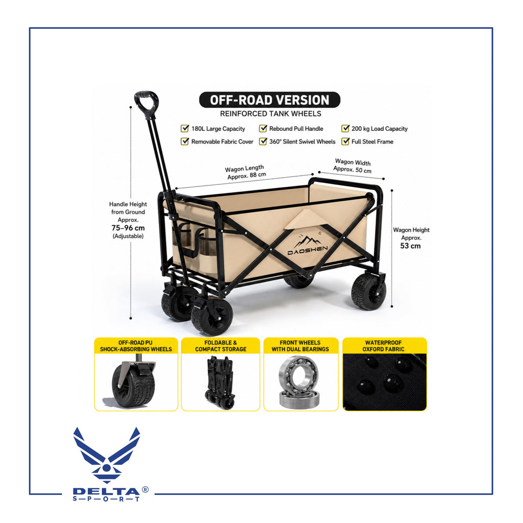 🔹DAOSHEN Heavy-Duty Foldable Wagon.