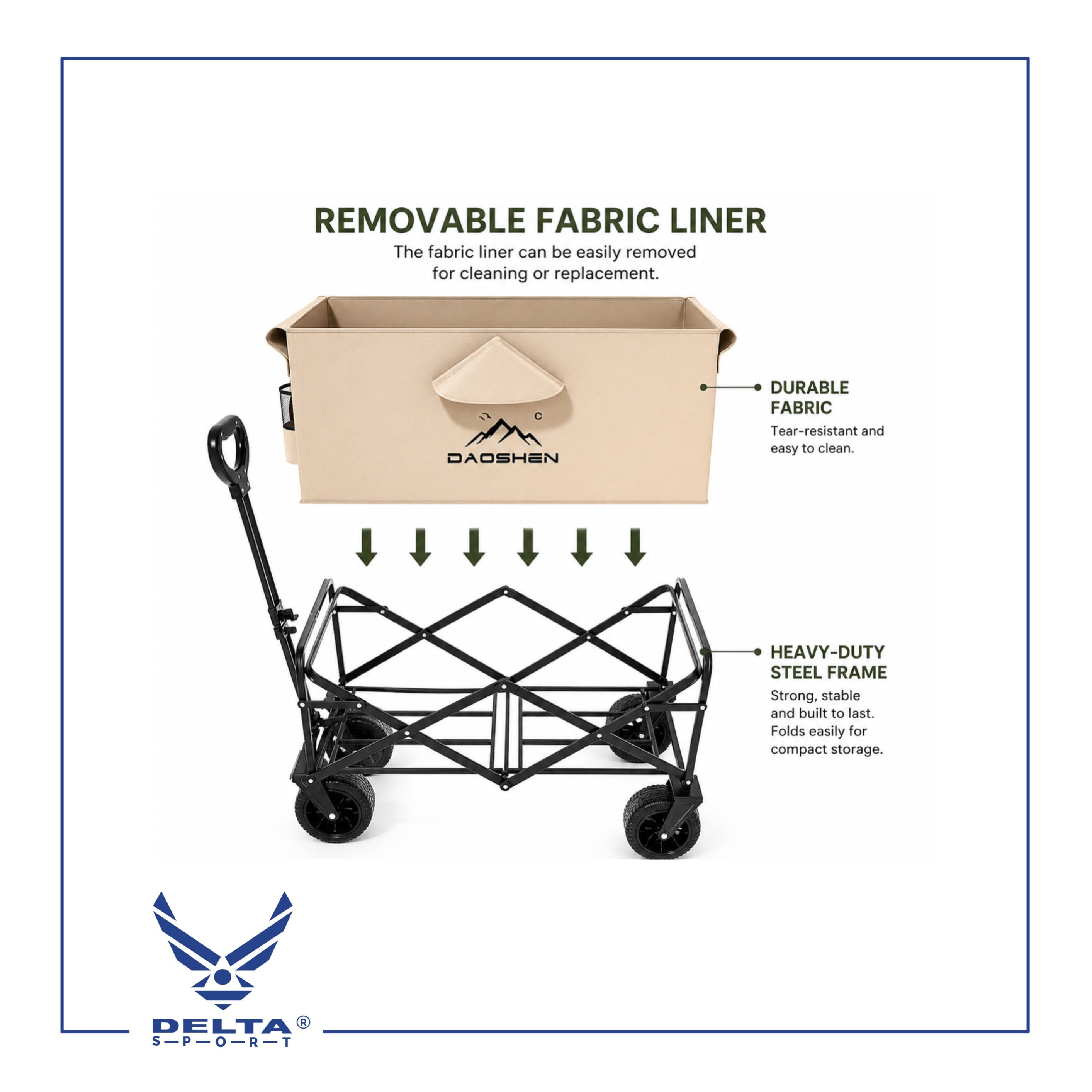 🔹DAOSHEN Heavy-Duty Foldable Wagon.