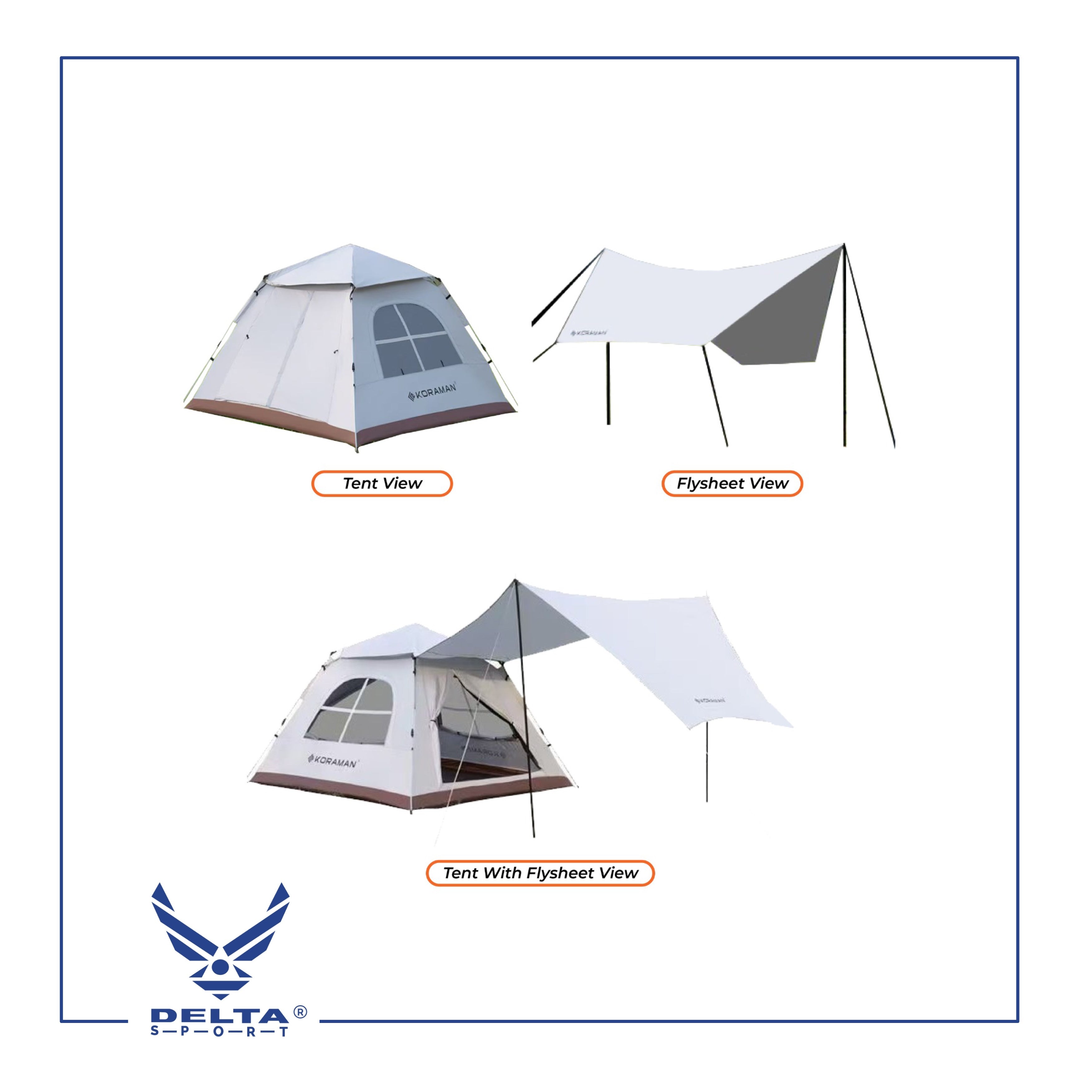 🔹Koraman Automatic Tent + Canopy (4 Persons).