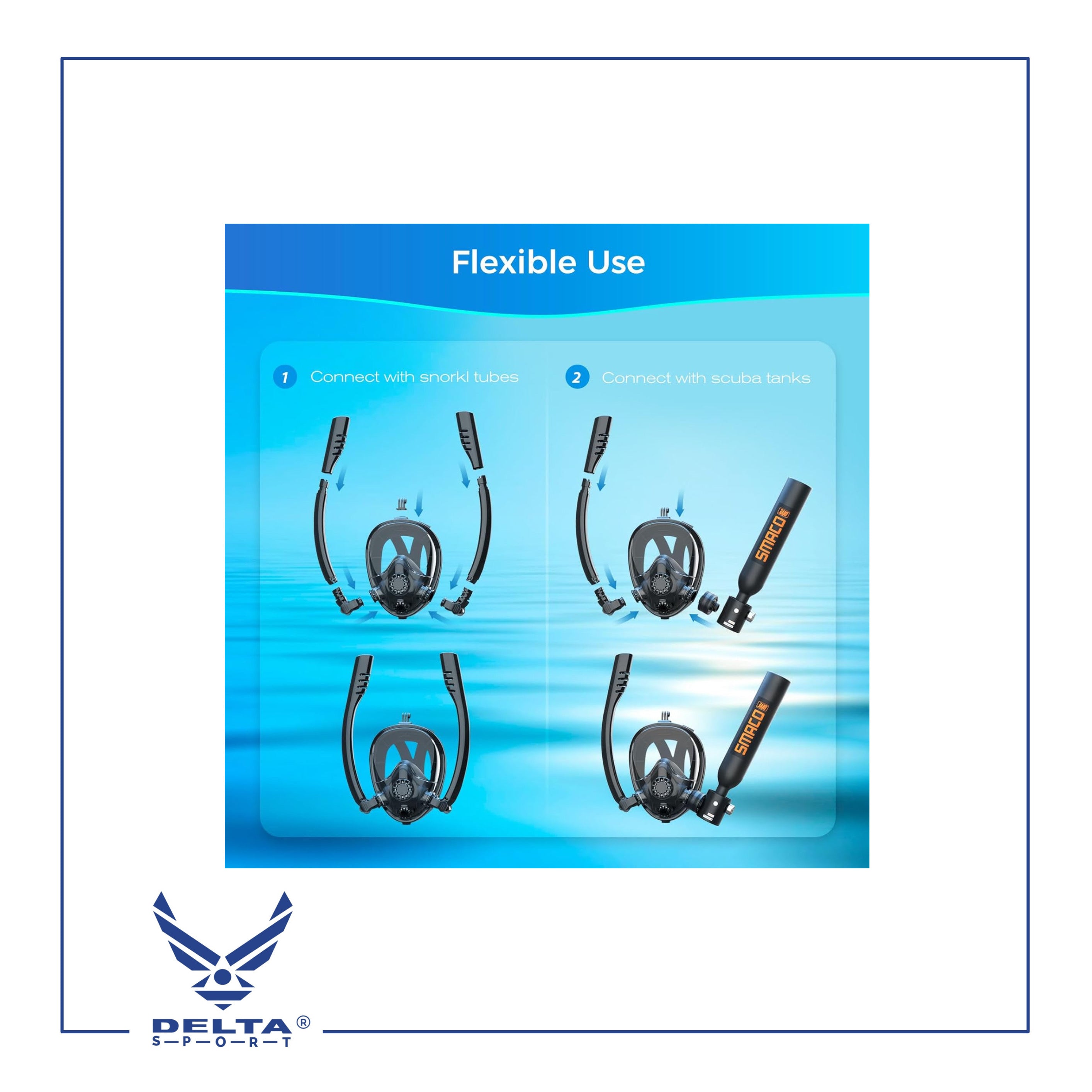 🔹SMACO DIVE -Scuba Tank with Scuba Mask, Can Provide about 6 Minutes of Underwater Breathing at a Diving Depth of 30 Feet, 0.5L.