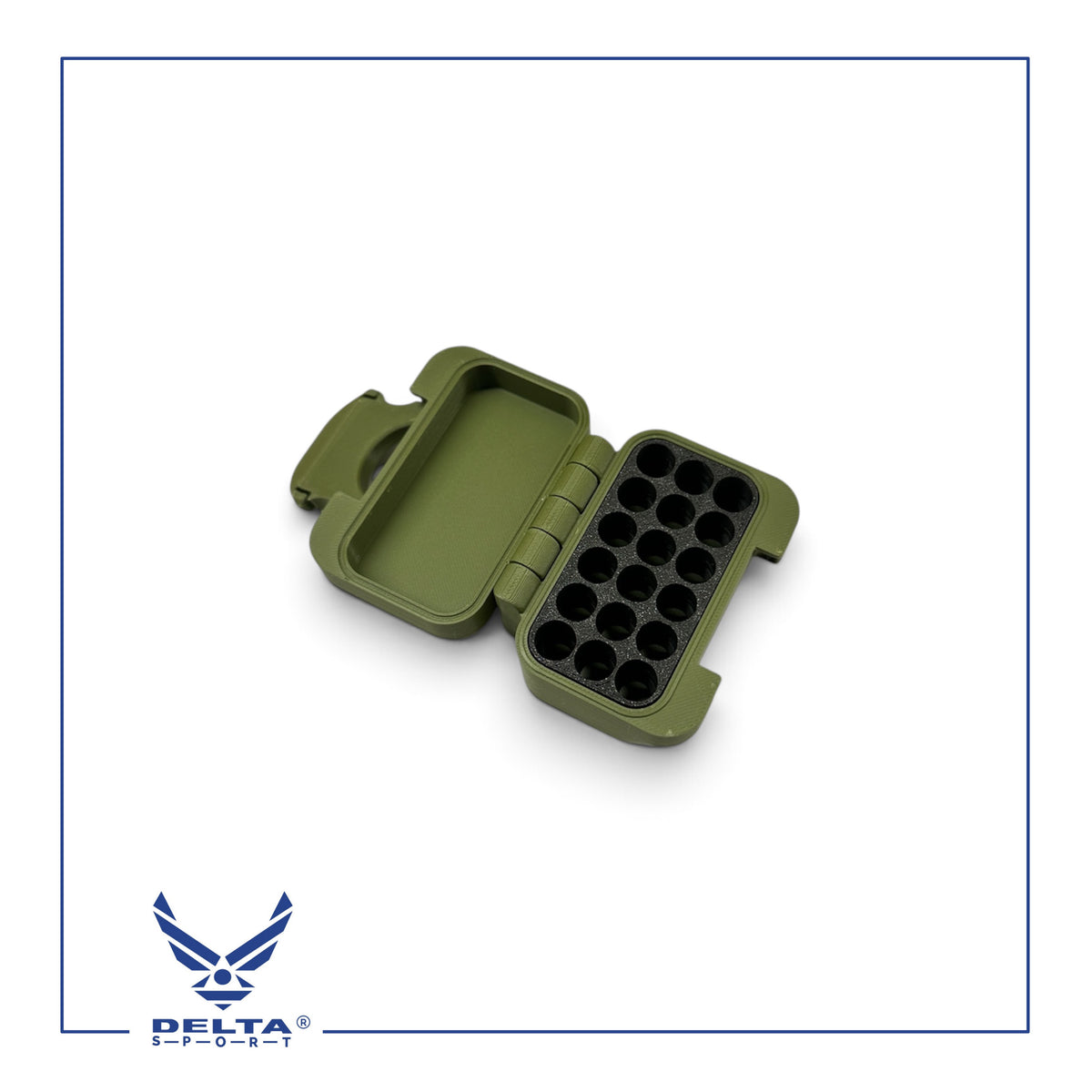 🔹DELTASPORT® 9MM Ammo Storage Case – 18 Rounds.