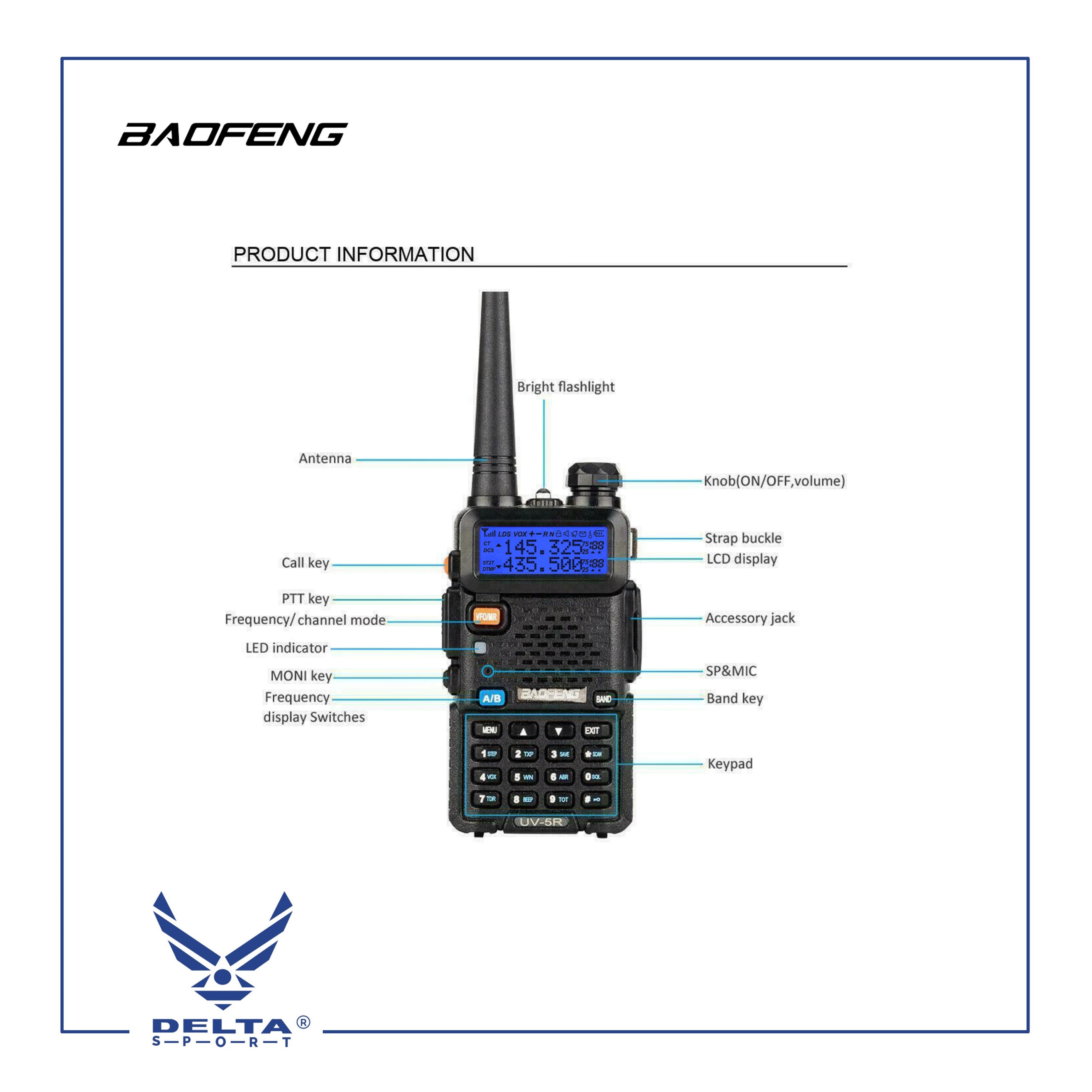 🔹BAOFENG UV-5R (BF113) 8W VHF UHF Dual-Band Walkie Talkies.