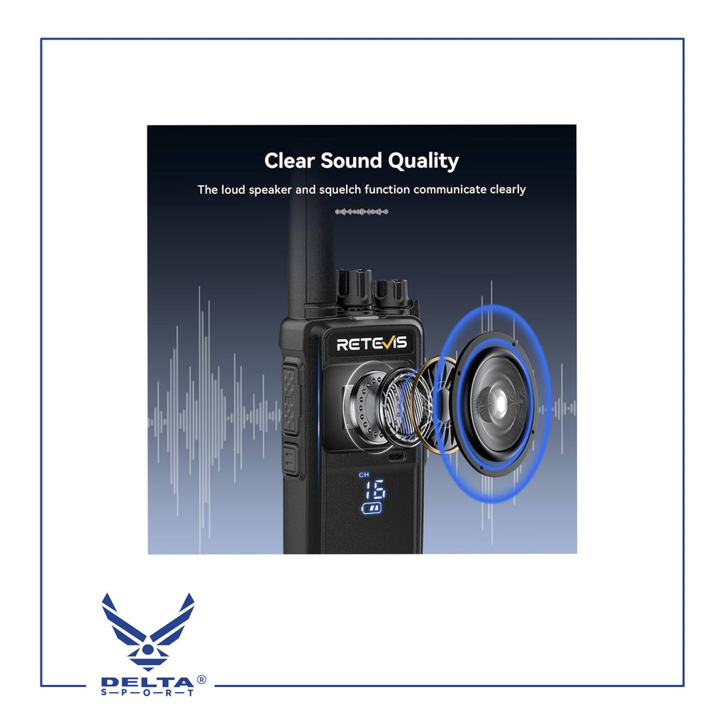 🔹Retevis RT68 / 5W Rechargeable Portable 2-Way walkie-talkies with Earpiece Kit.