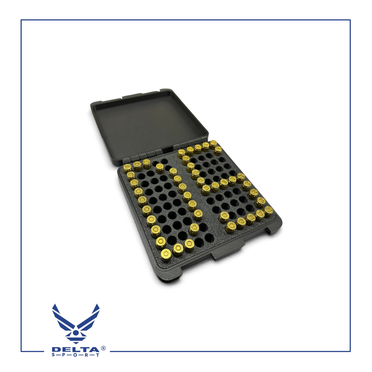 🔹DELTASPORT® 9MM Ammo Storage Case – 100 Rounds.