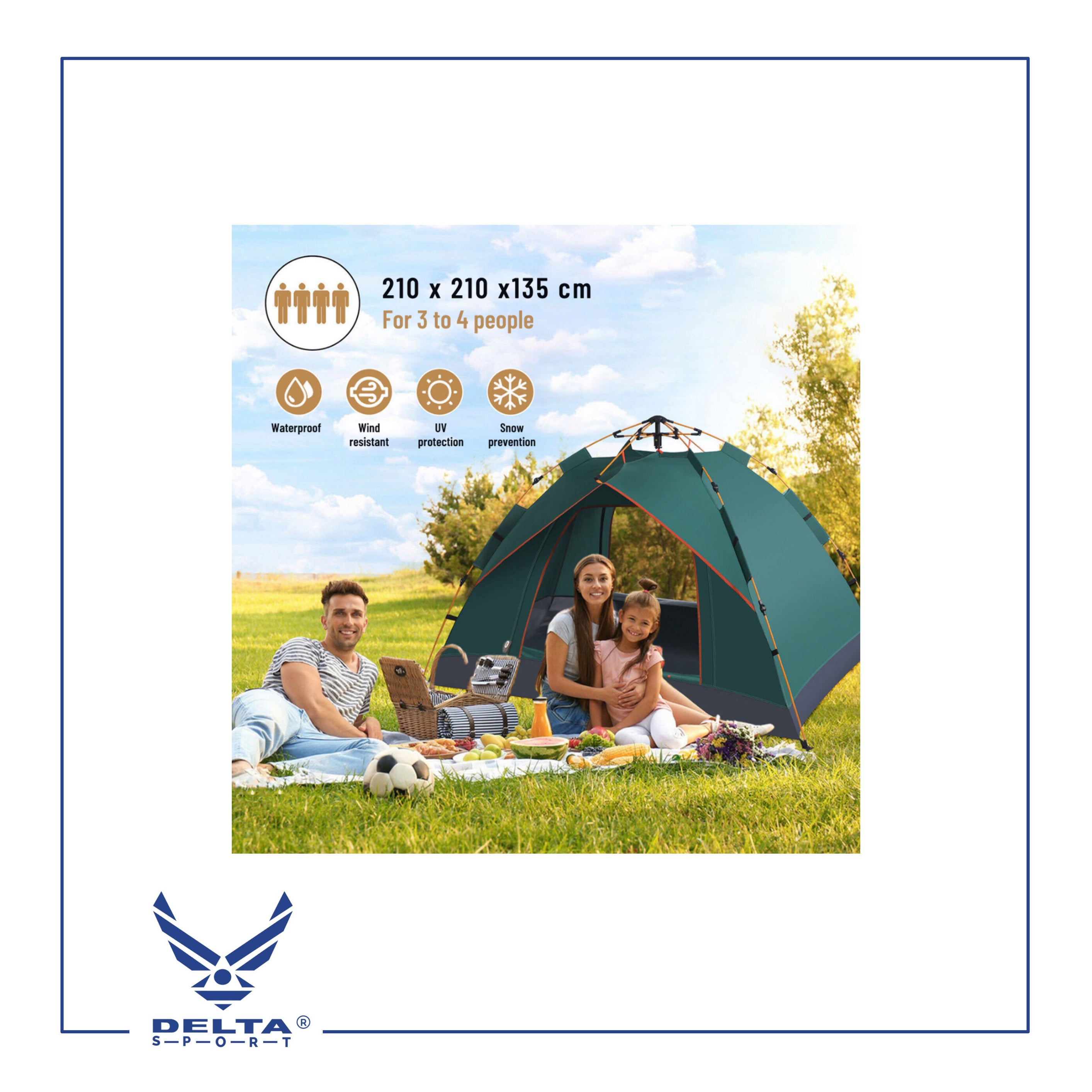 🔹Double-layer Fully Automatic Tent for 2 to 3 Persons.