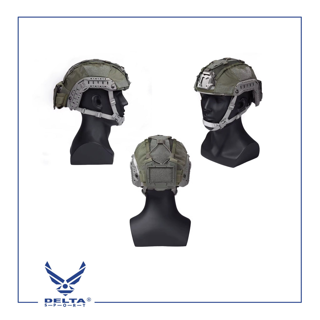 🔹Tactical Helmet Cover with Rear Battery Pocket.