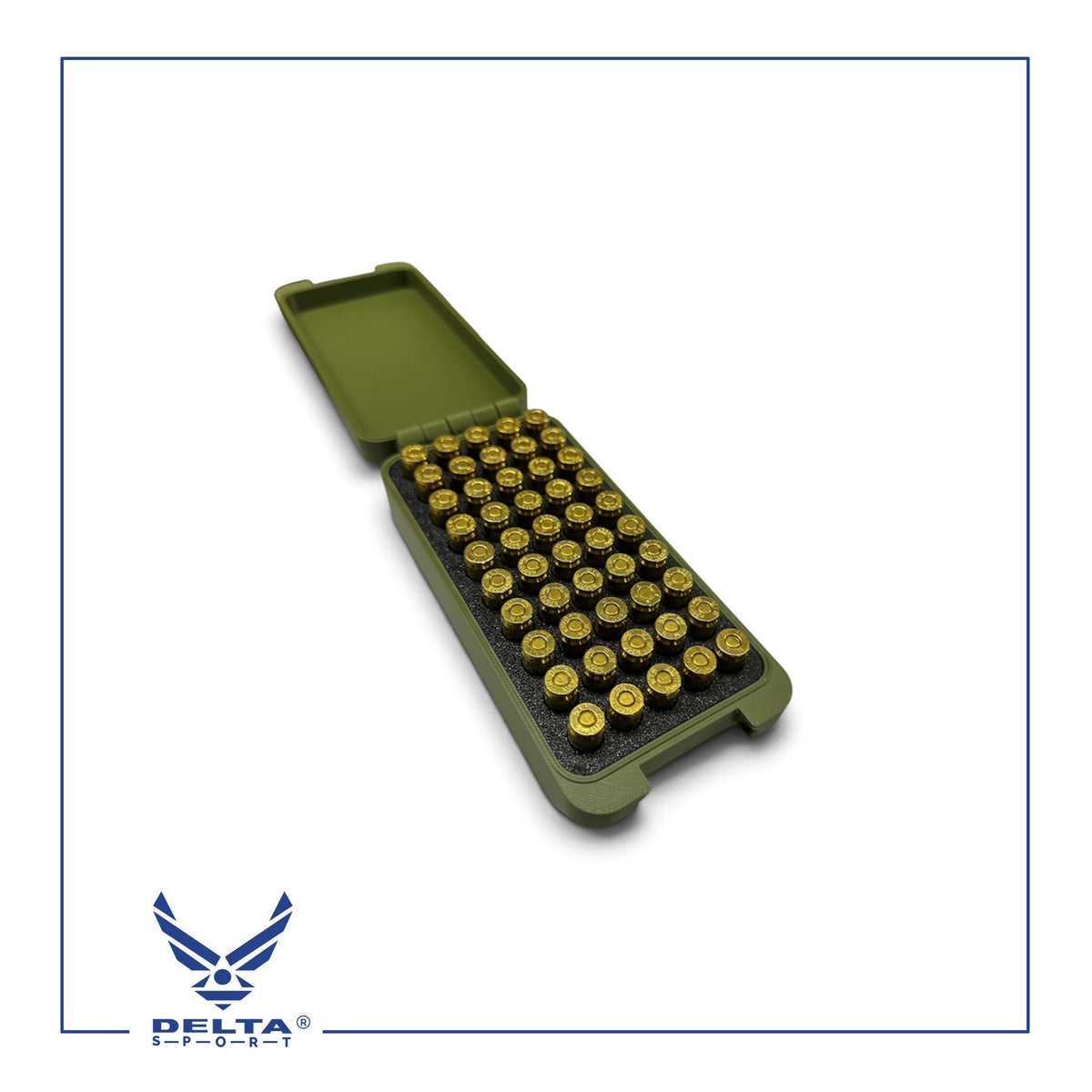 🔹DELTASPORT® 9MM Ammo Storage Case – 50 Rounds.