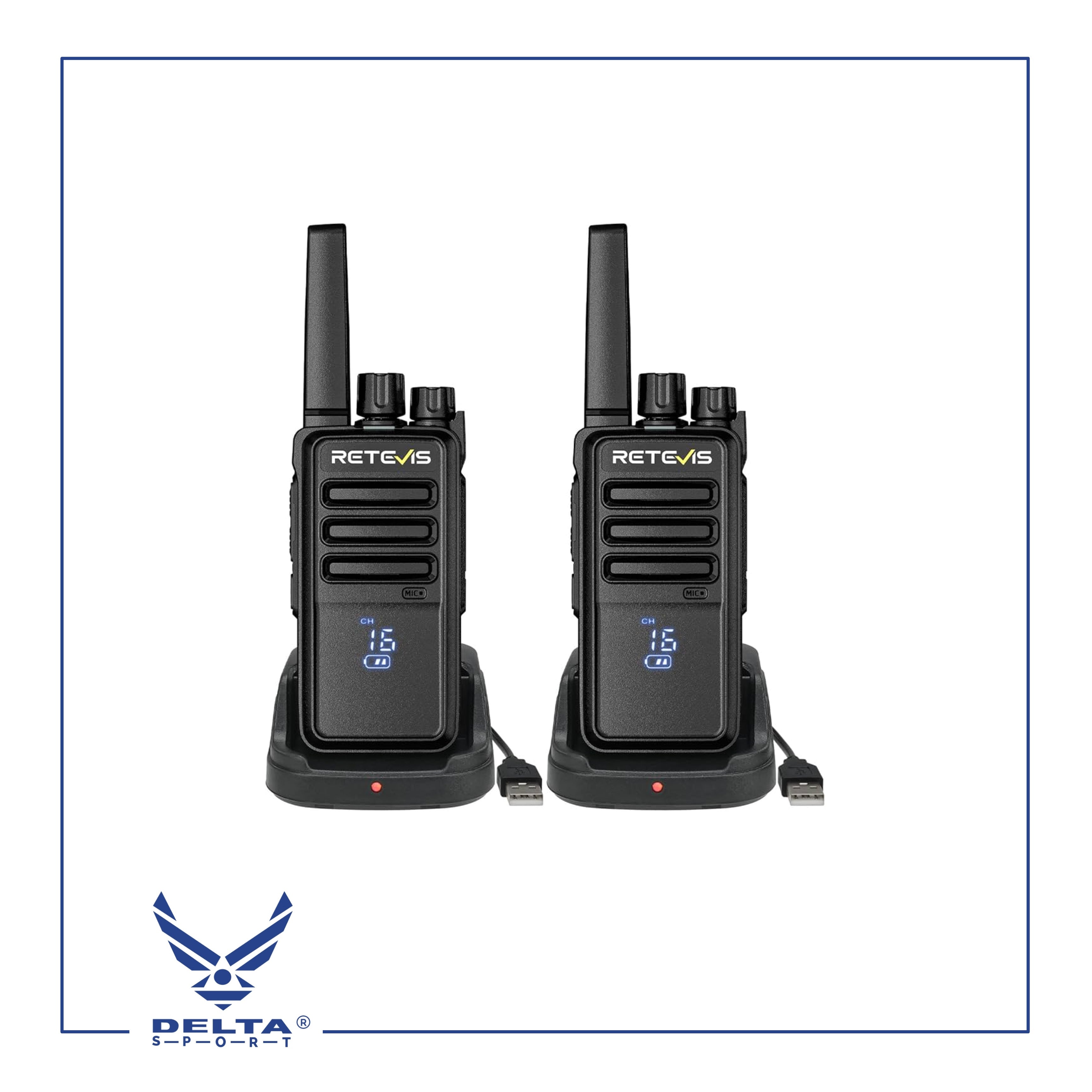🔹Retevis RT68 / 5W Rechargeable Portable 2-Way walkie-talkies with Earpiece Kit.