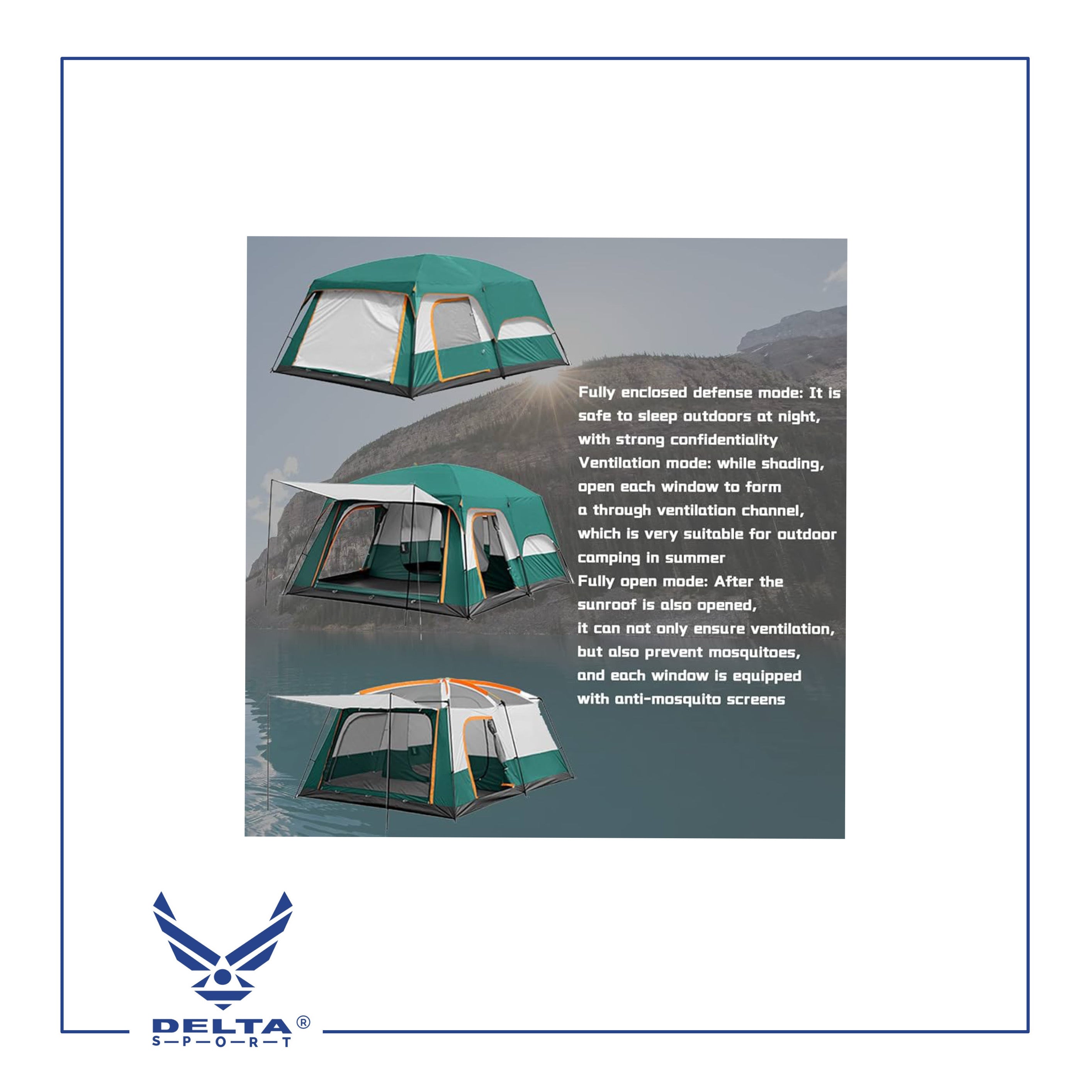 🔹Outdoor Waterproof Double-Layer Family Camping Tent – 2 Rooms (4–6 Persons) | Model A-0039