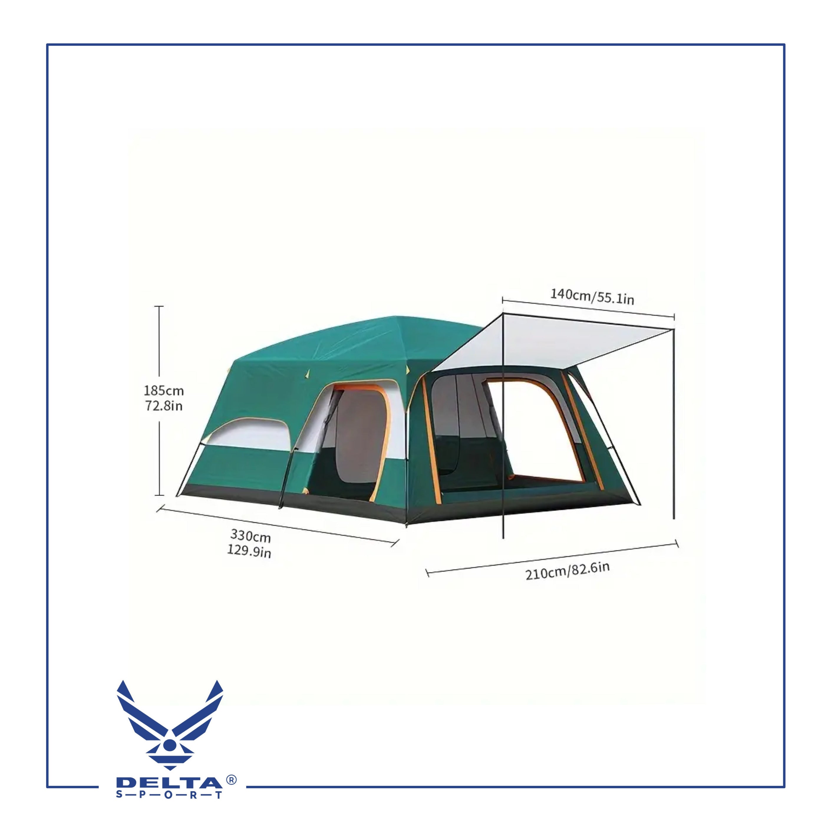 🔹Outdoor Waterproof Double-Layer Family Camping Tent – 2 Rooms (4–6 Persons) | Model A-0039