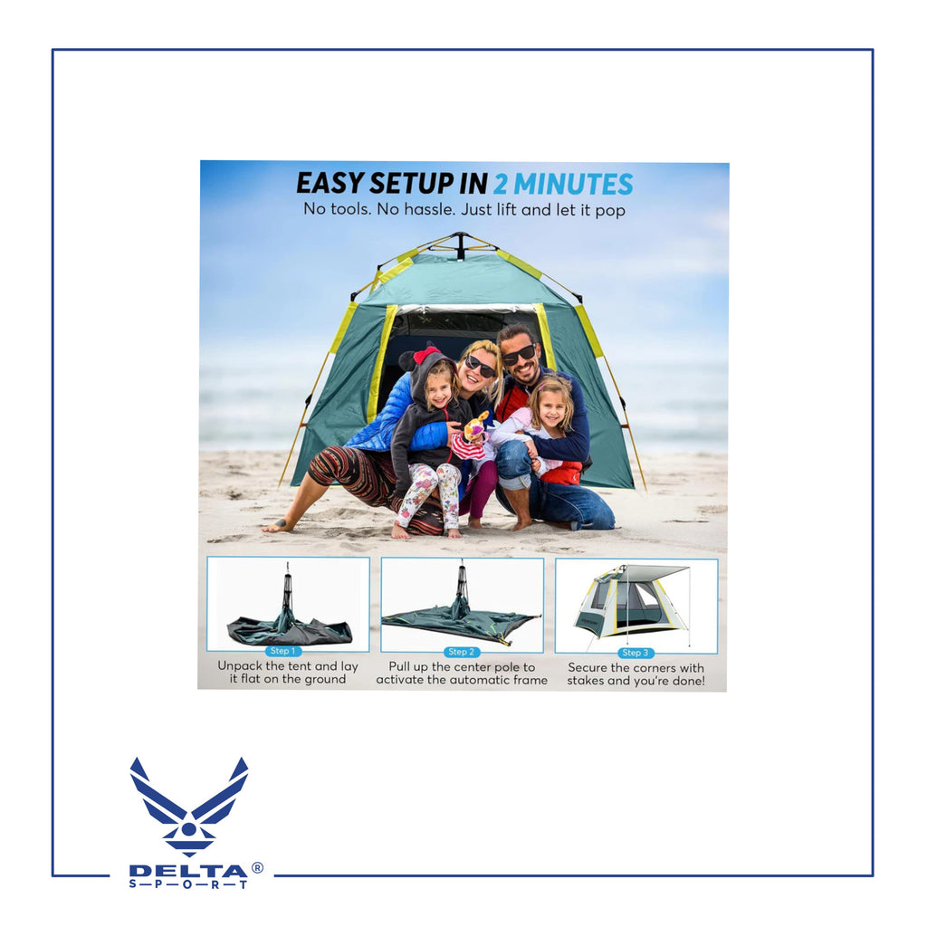 🔹Fully Automatic Setup Tent for 2–3 Persons with 3 Windows.
