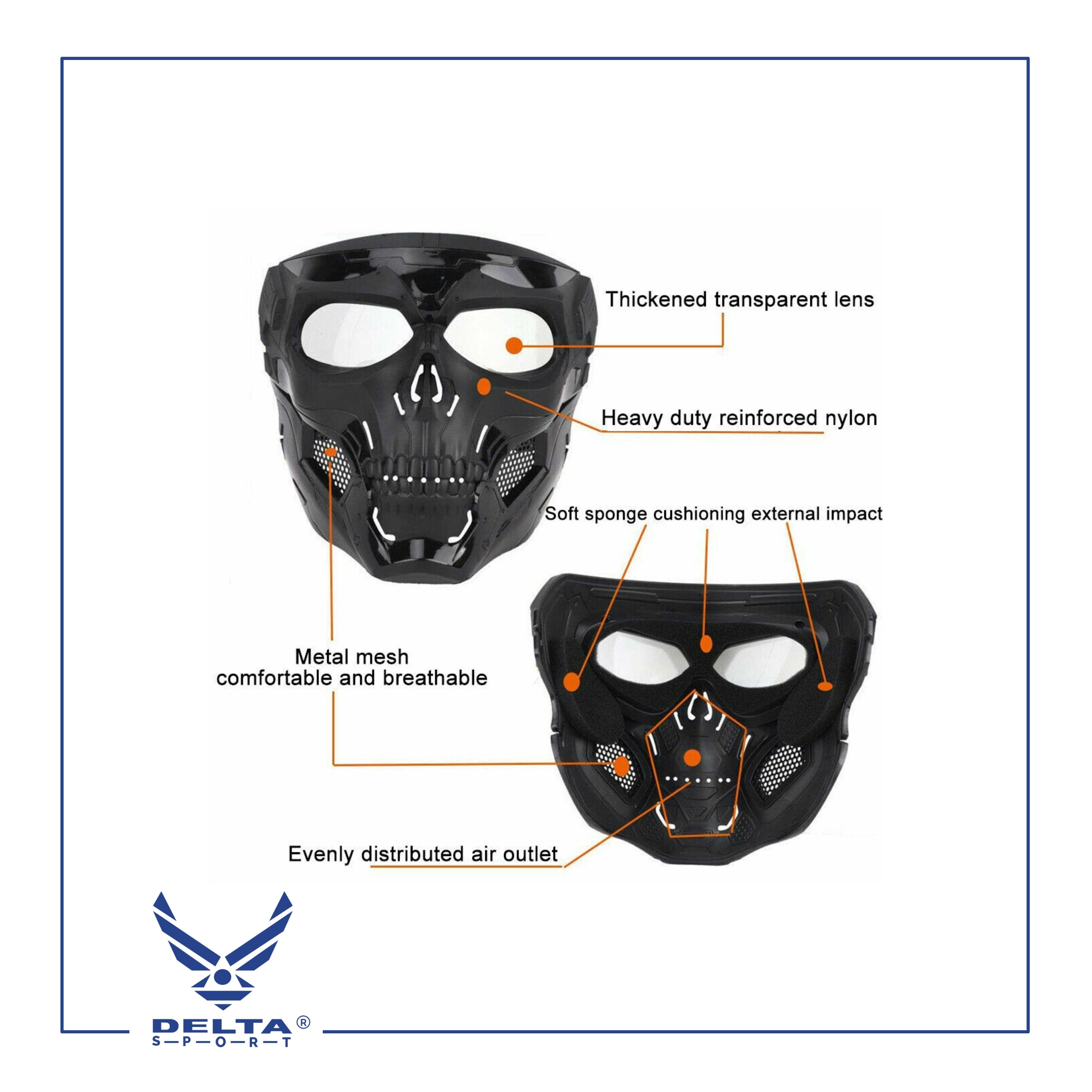 🔹Skull Messenger Airsoft Mask with Goggles Full Face.