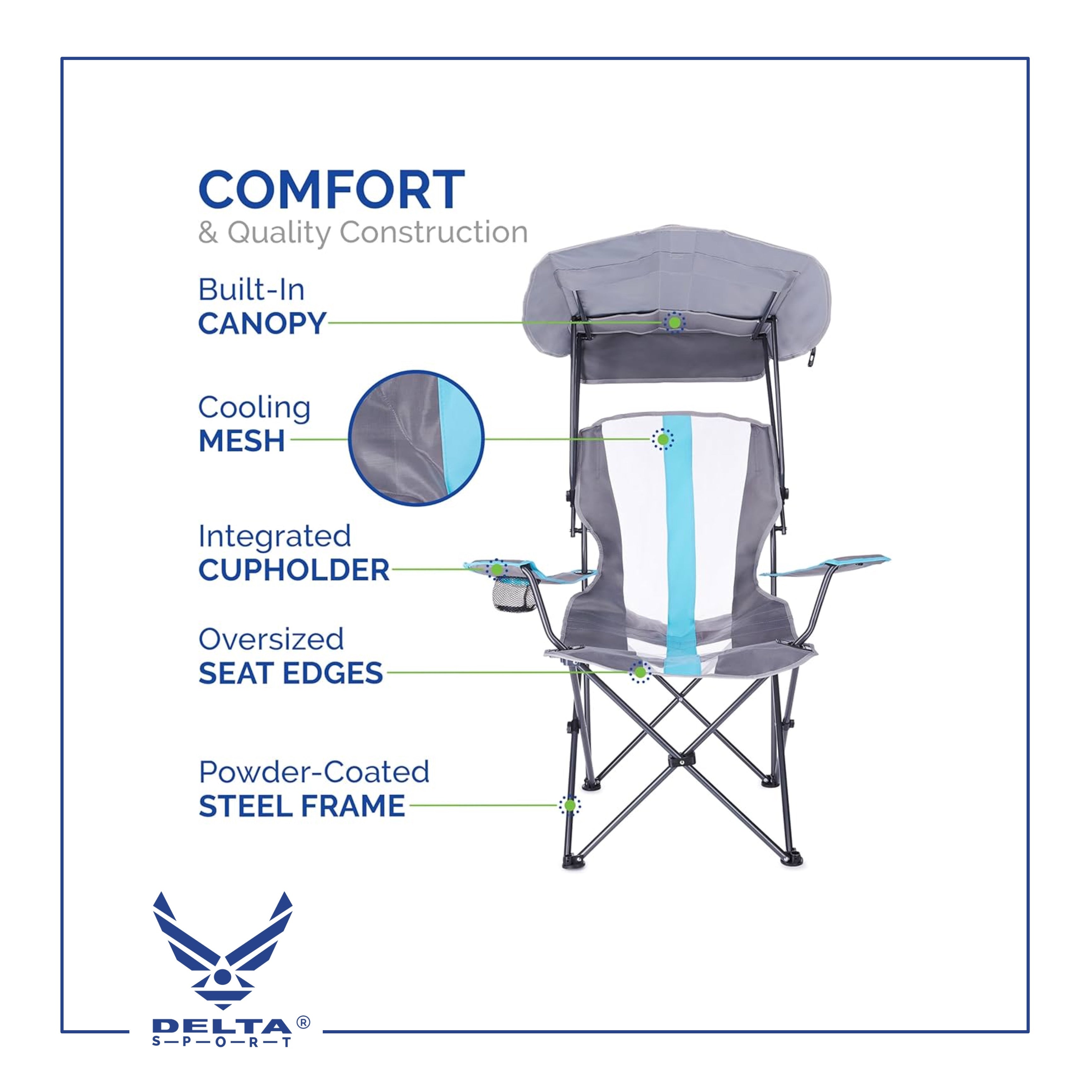 🔹Kelsyus Original Foldable
Canopy Chair.