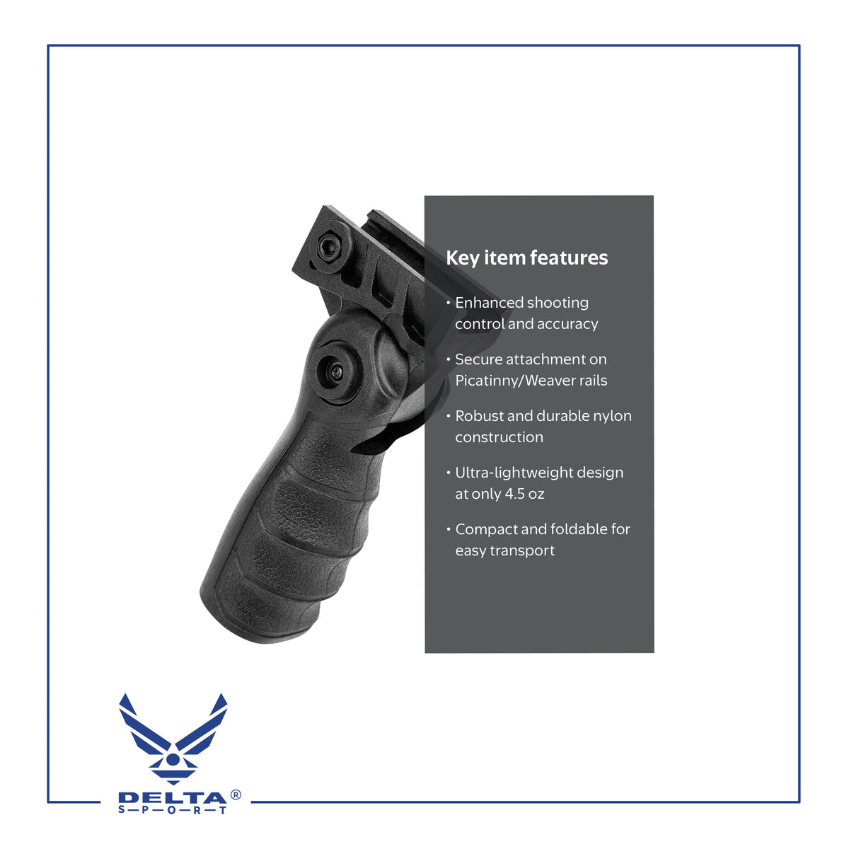 🔹Folding Tactical Vertical Grip – 20mm Picatinny / Weaver Rail.