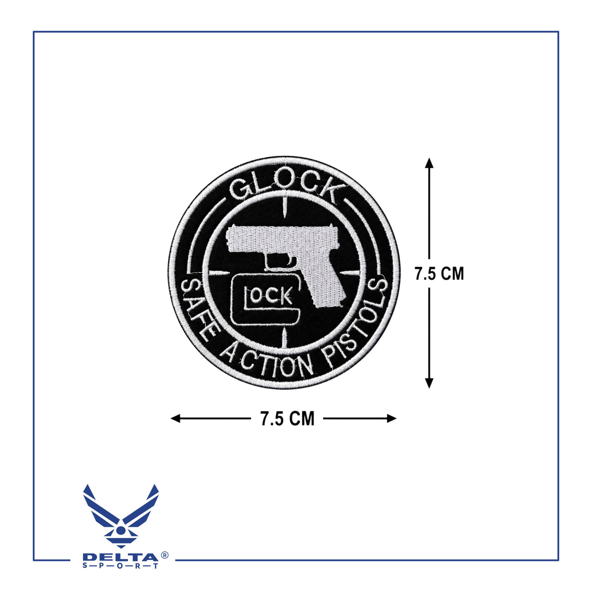 🔹GLOCK Safe Action Pistols Velcro Patch – 7.5 × 7.5 CM.