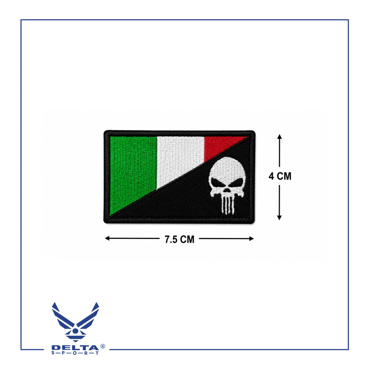 🔹Italian Punisher Flag Velcro Patch – 7.5 × 4 CM.