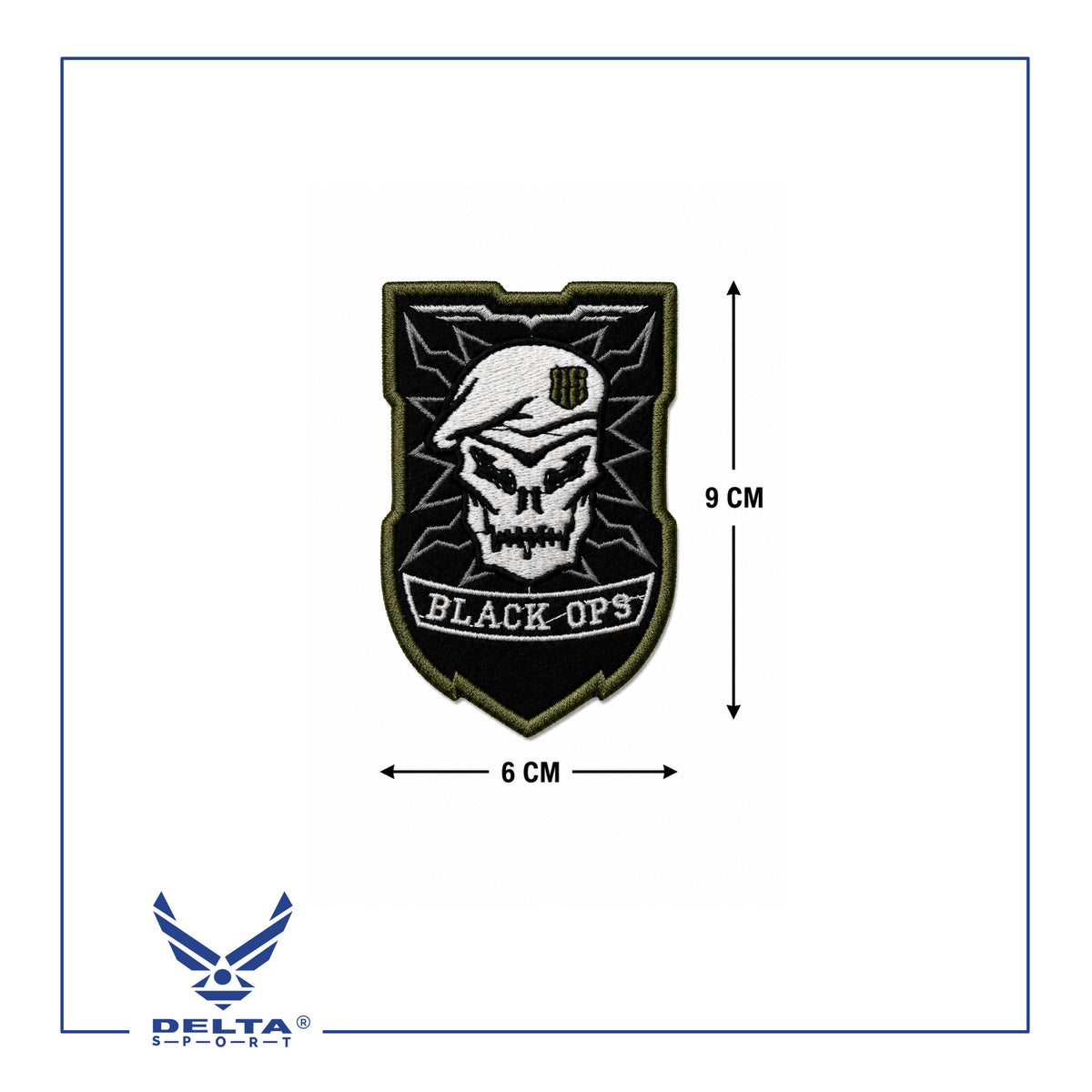 🔹Black Ops Skull Tactical Velcro Patch – 6 × 9 CM.