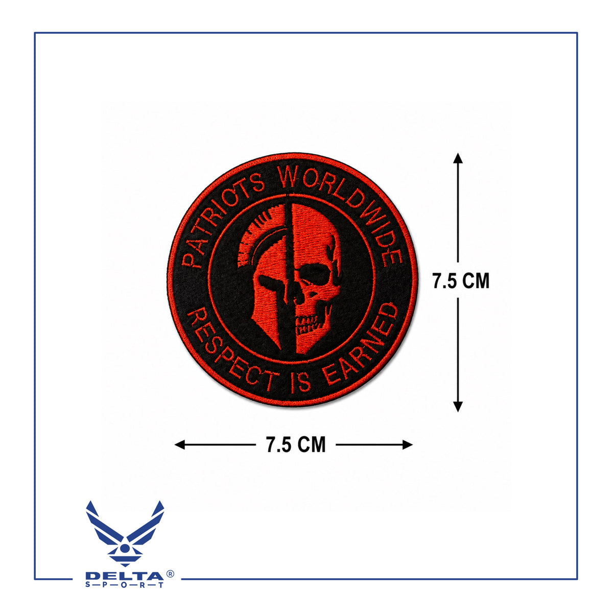 🔹Patriots Worldwide Spartan Skull Velcro Patch – 7.5 × 7.5 CM.